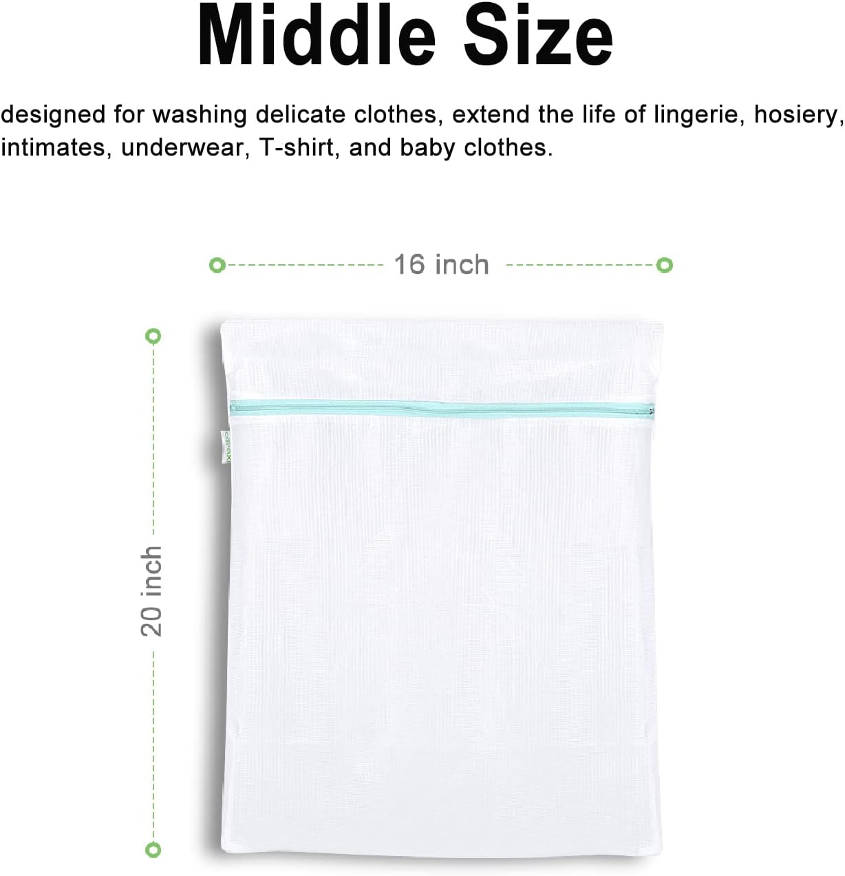 OTraki Mesh Washing Bags for Laundry 2 Pack 16 x 20 Inch Medium Mesh Bag Laundry Washer Delicates Lingerie Wash Machine Net Zipper Bag Heavy Duty Home Dorm Hotel Travel Storage Organizer, White