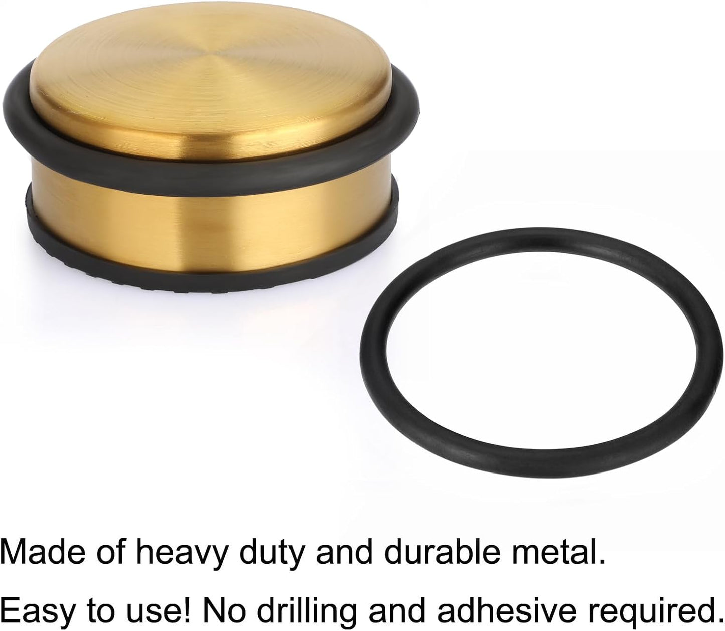 Sumnacon Heavy Duty Floor Door Stopper No Drill, Durability Stainless Steel Door Stops with Anti-Skid Rubber - Contemporary Decorative Safety Doorstop for Home Office Commercial Industrial,Gold
