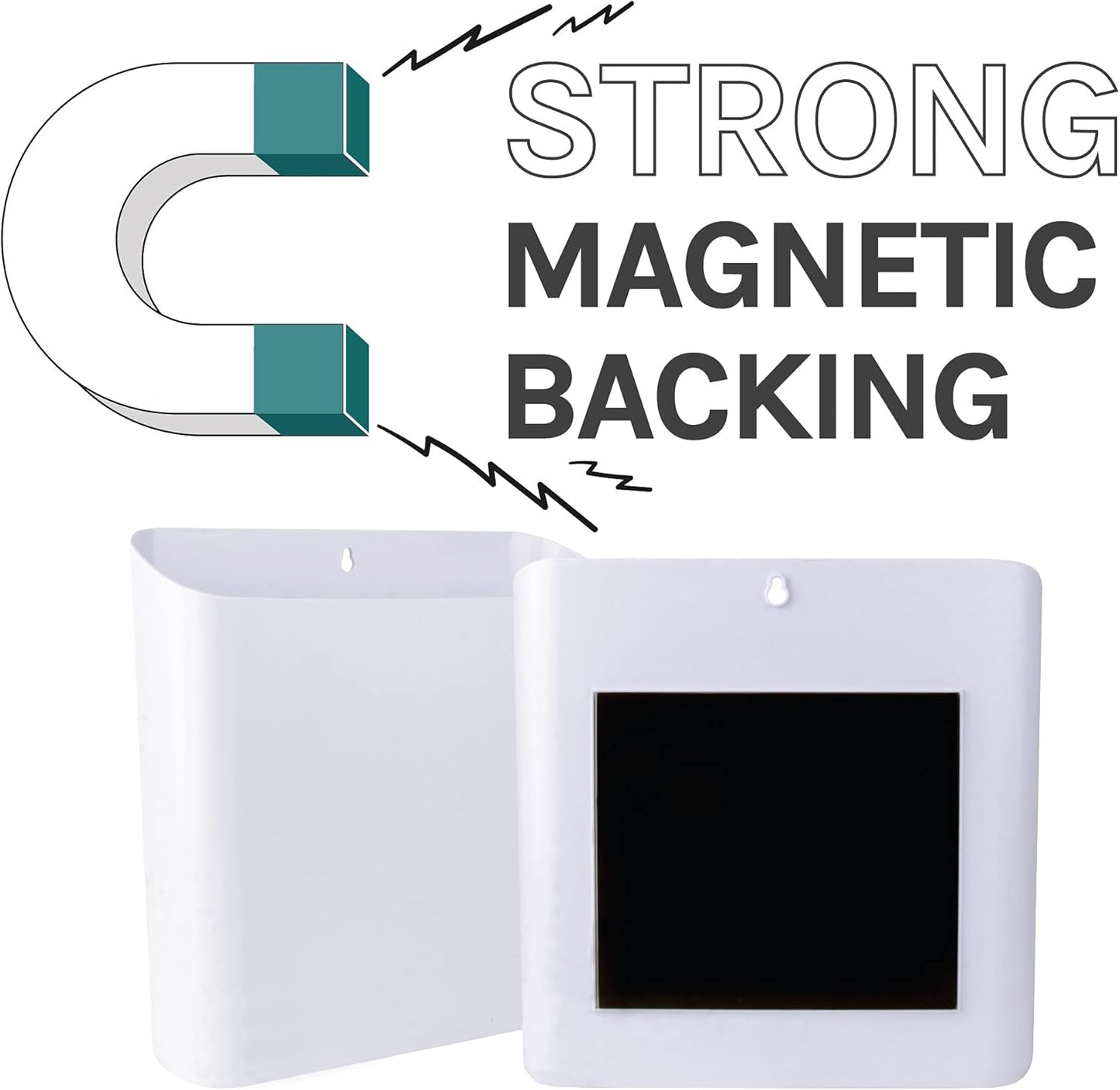 JS Jackson Supplies Large White Lint Bin with Magnetic Back, 9.5 x 9.5-Inch Durable Plastic, Slim Profile Space Saving Trash Bin for Laundry Room and Kitchen, Wall Mountable