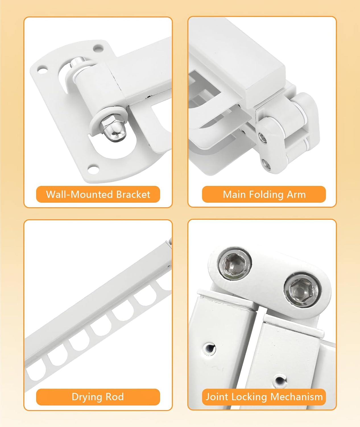 Clothes Drying Rack - Laundry Space Saver Wall Mounted, Retractable, Collapsible(Tri-Fold), White Color Rack Clothing (with Screws)