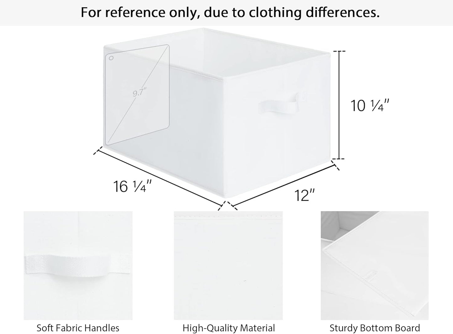 StorageWorks Storage Baskets for Shelves, Foldable Fabric Closet Storage Bins with Handles, Fabric Storage Bins Clothes Organizer, White, 3-Pack, Extra Large