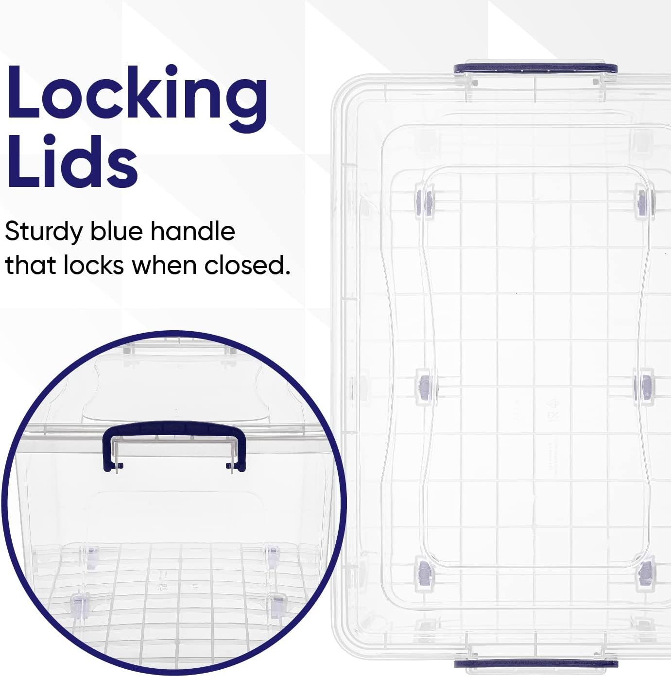 Superio Storage Bins with Lids, Clear Plastic Containers for Organizing, Stackable Totes, BPA Free, Odor Free, Organizer Boxes for Home, and Dorm (2 Pack, 44 Quart)