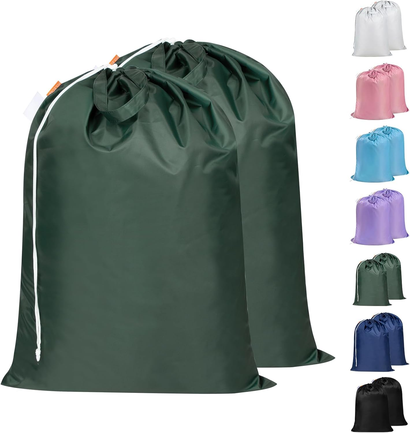 Polecasa Heavy Duty Large Laundry Bag with 130gsm Tear Resistant Fabric and Handles, Easy to Carry Durable Dirty Clothes Drawstring Bag, Perfect for College Dorm,Travel, 2 Pack 28”x36”,Green