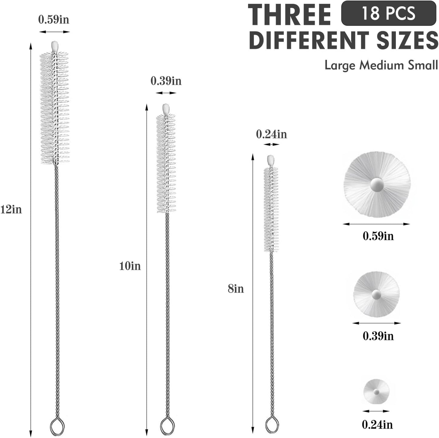 18Pcs Straw Cleaner Brush, Straw Cleaner with Extended Handle for Deep Cleaning, Straw Brushes for Drinking & Glass Straws – Reusable and Easy to Use