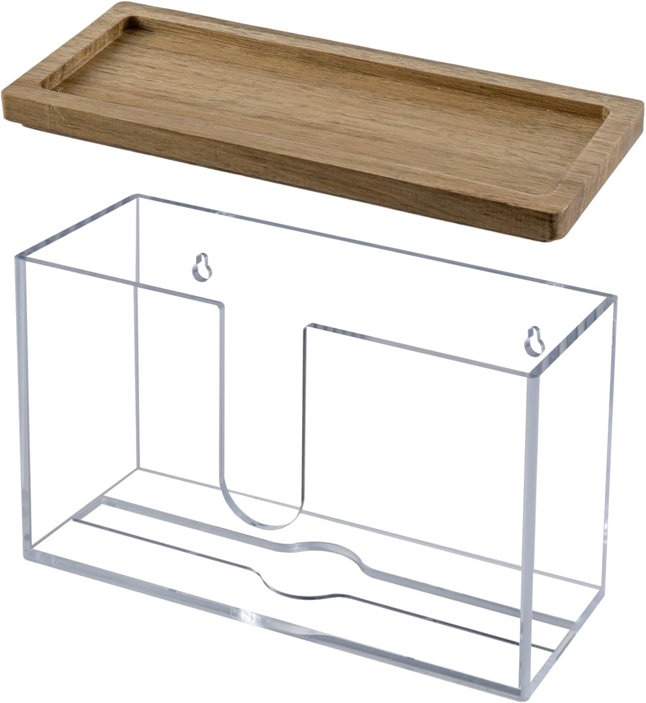 MyGift Deluxe Modern Metal Folded Commercial Paper Towel Holder with Rustic Burnt Solid Wood Tray Lid, Wall Mounted Trifold Multifold Z Fold Disposable Napkin Dispenser (Acrylic & Acacia Wood)