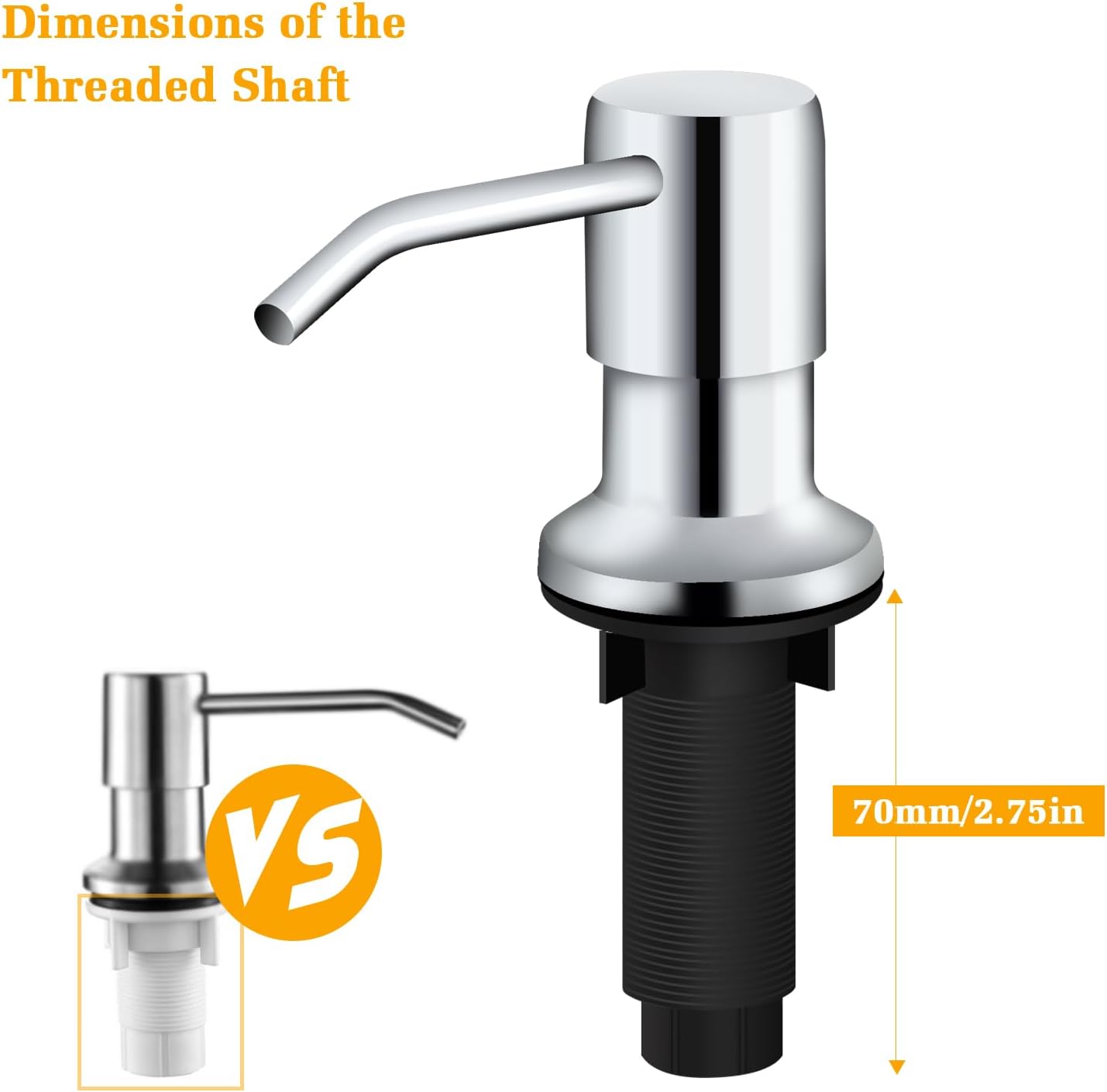 Soap Dispenser for Kitchen Sink, Built in Sink Soap Dispenser Lotion Dispenser with 17 OZ Bottle, Refill from The Top Bar Sink Soap Dispenser, Chrome