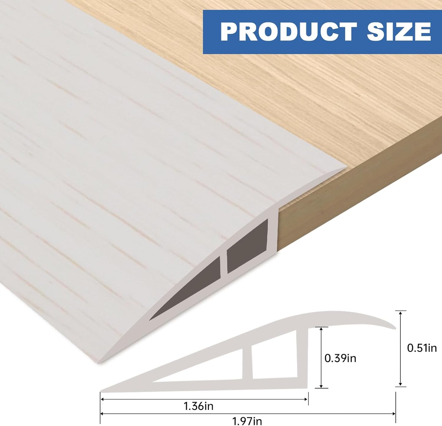 Vinyl Door Threshold Flooring Transition Strip Self Adhesive Carpet Edging Strip for Laminate Doorway Edge Threshold from 1/5" to 2/5" (Beige Wood Grain, 3.3 Ft)