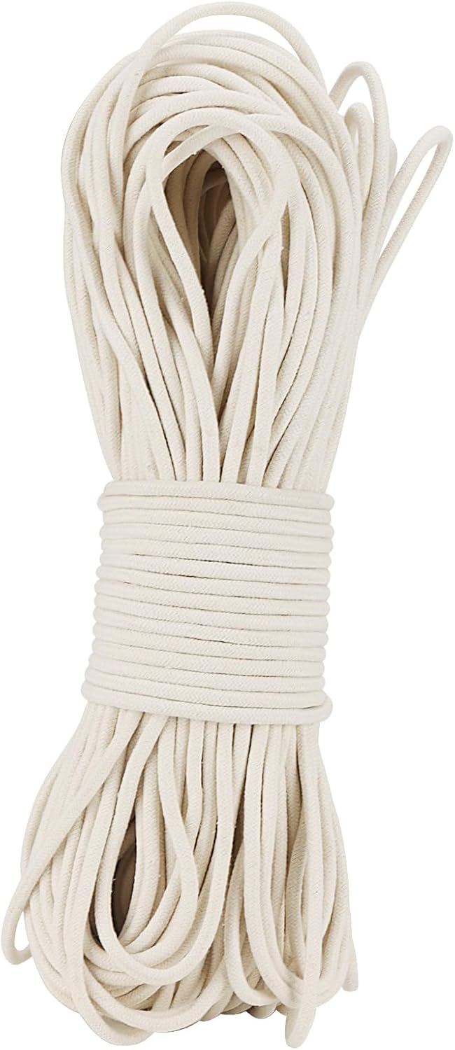 SOUJAP 328 Feet 5/16 Inch Cotton Rope, White Cotton Sash Cord, 8mm Thick Cotton Clothesline Rope for DIY, Decoration, Tie Down