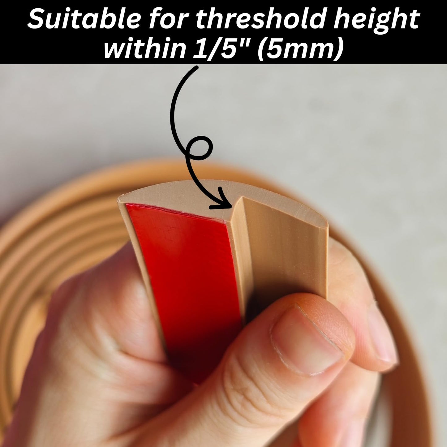 1/5 inch Height Floor Transition Strip, Self Adhesive Carpet Wood Tile Vinyl Flooring Laminate Transition Cover Edge Trim Gap Doorway Threshold for Uneven Floors (120 inches, Light Brown Coffee)