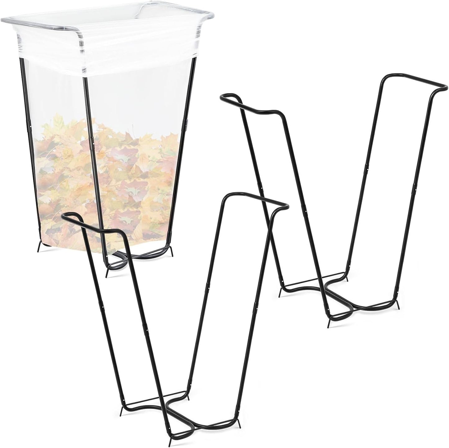 Gisafai 3 Pieces Metal Leaf Bag Holder Stand Portable Trash Bag Holder Frame Outdoor Holds 30-45 Gallons for Garden Garbage Lawn Yard Camping Leaves