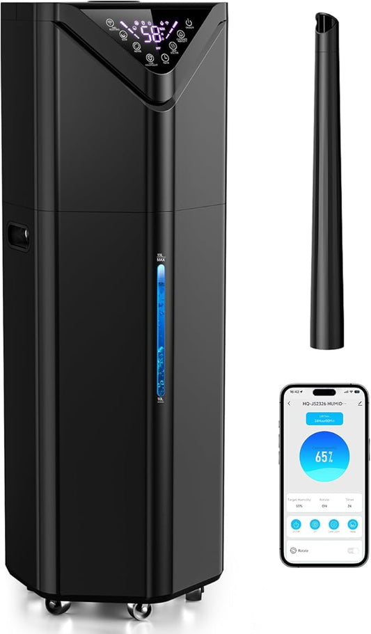 5Gal Humidifiers for Bedroom Large Room up to 2800ft², APP/Remote Control, 60H Supersized Cool Mist Humidifier with Auto 180°Mist Tube, 24H Timer, Top Fill Humidifiers for Home Office Plants