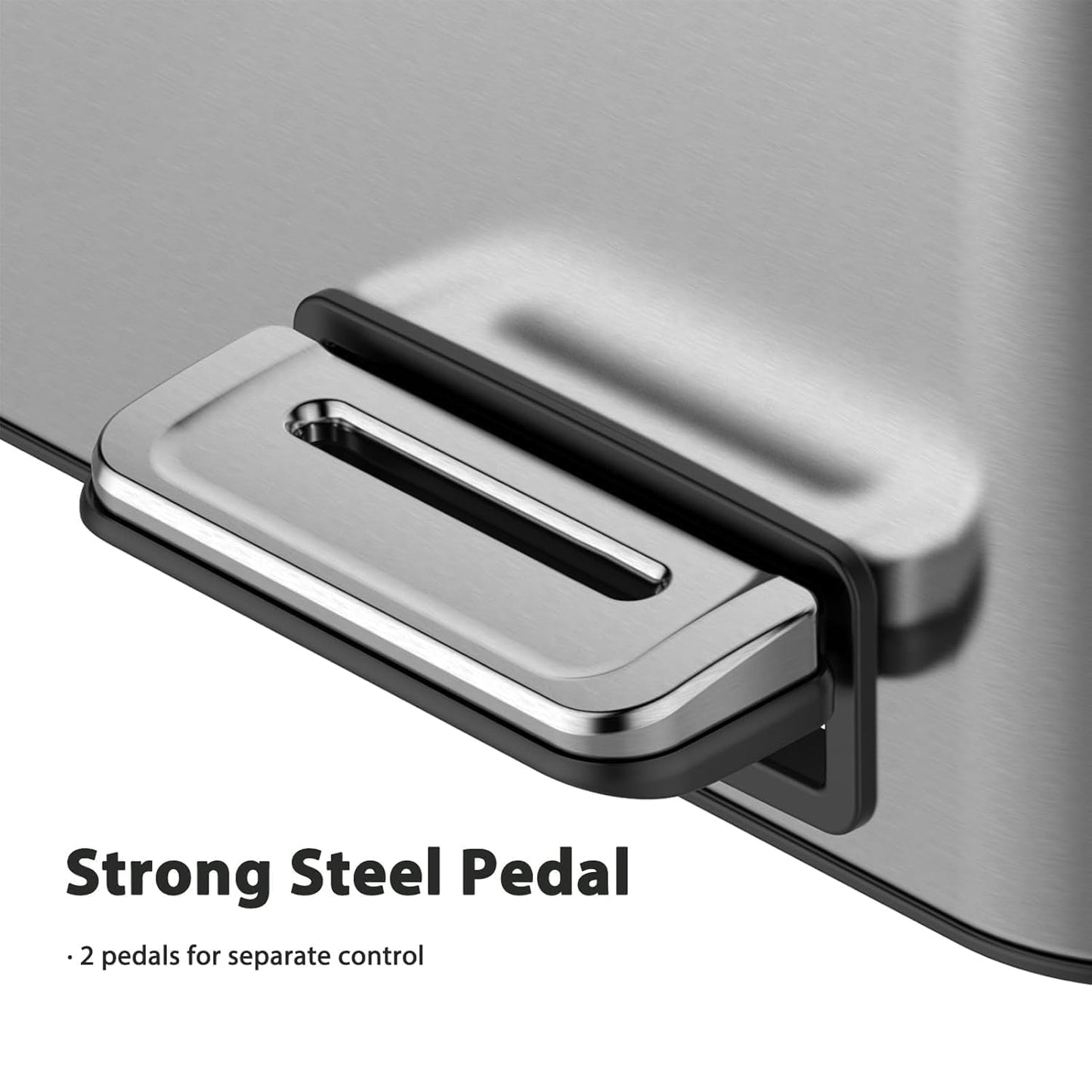 3 x 5.3 Gal (3 x 20L) Trash Can, Stainless Steel Triple Compartment Step-On Recycling Bin with Soft-Close Lids & Removable Plastic Inner Buckets for Kitchen, Home, Office