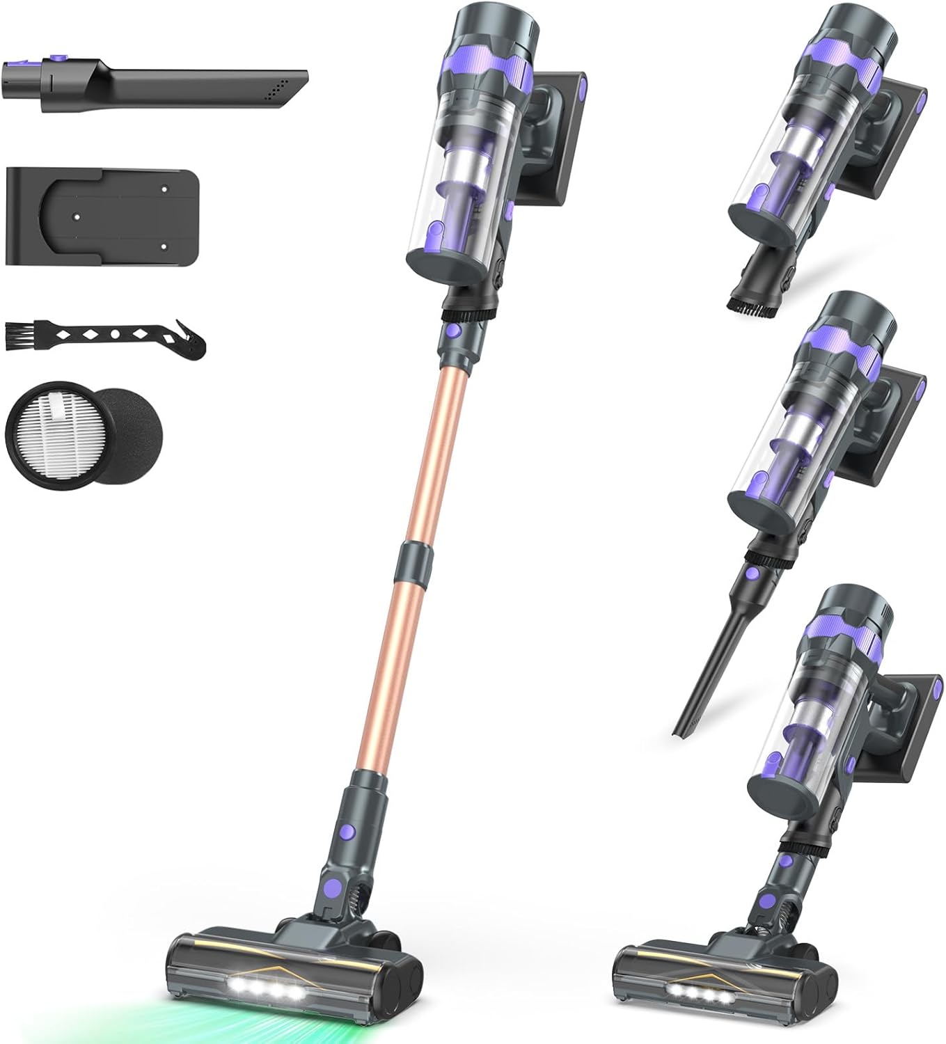 Cordless Vacuum Cleaner, 50Kpa Lightweight Cordless Stick Vacuum, 500W Rechargeable Battery Vacuum with 50min Runtime, LED Display, Stick Vacuum Cleaners for Home Pet Hair Hardfloor Carpet-V2