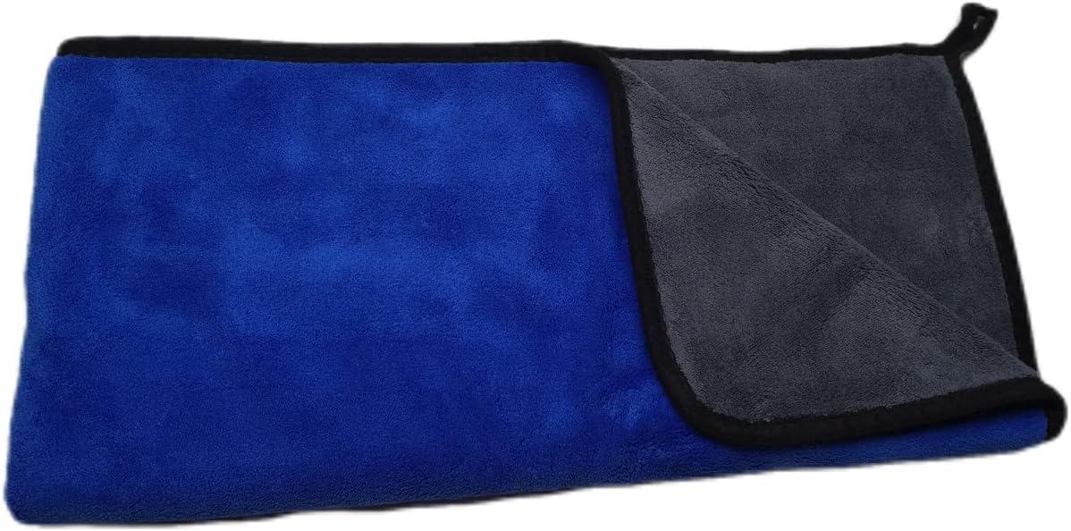 Large Microfiber Drying Towel for Car, Great Thick Soft Plush Towels, 36 x 24inches 800GSM Thickness, Quality, Washable, Absorbency No Scratch Lint Free Drying Towel (36 x 24inches,Grey-Blue,1pack)