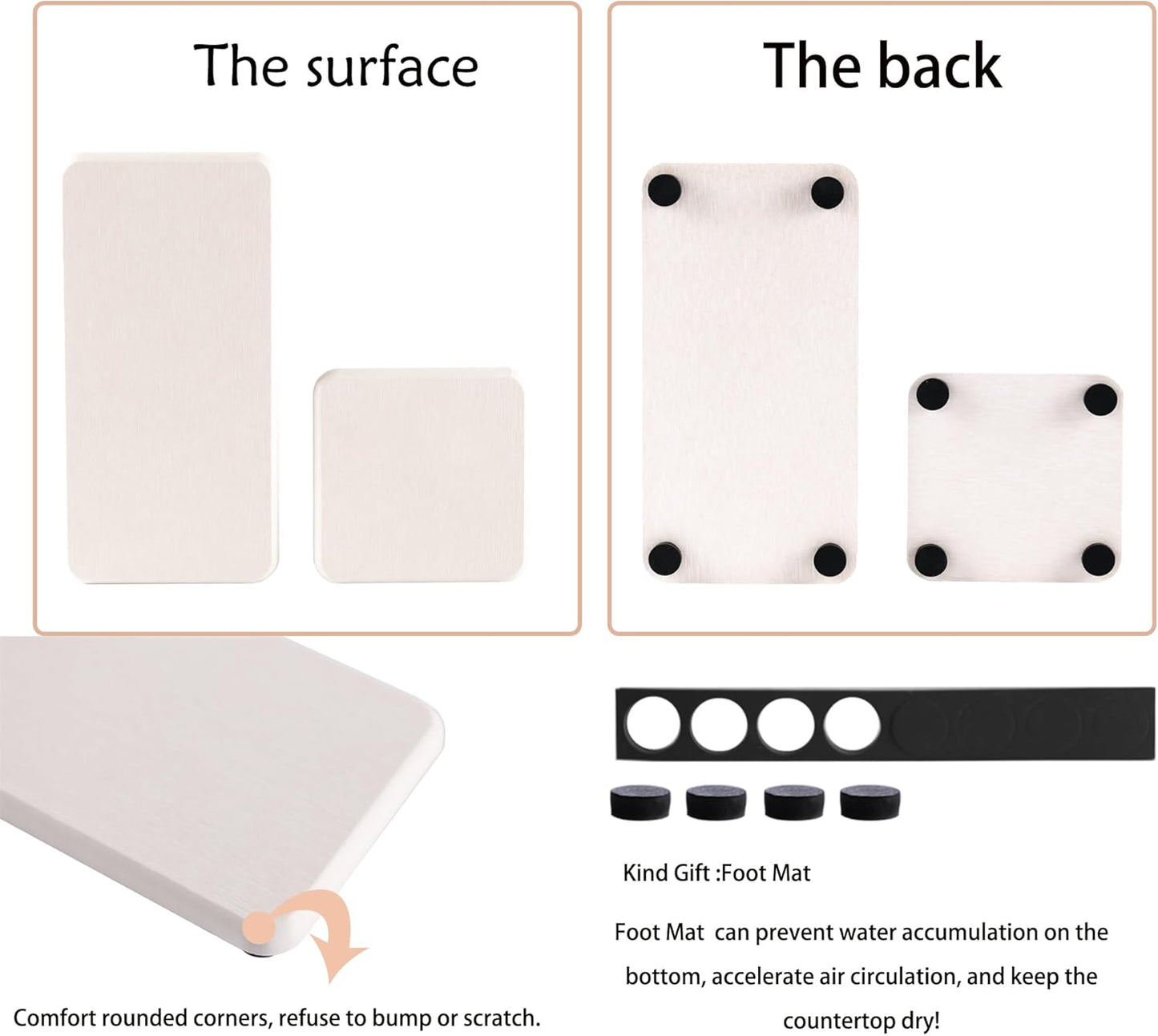 Set of 4 Water Absorbent Diatomite Coasters, Diatomaceous Earth Kitchen Soap Dish, Bathroom Trays, Water Absorbing Stone Used for Hand Soaps & Plants & Toiletries in The Modern Home