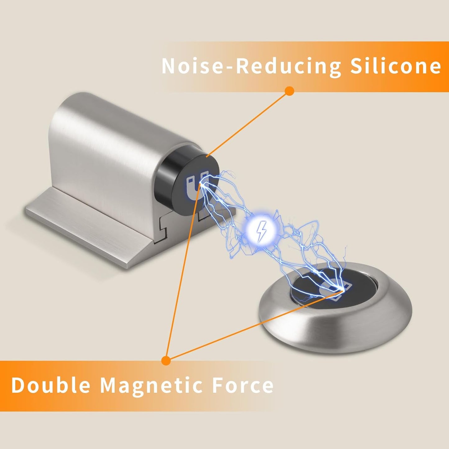 Bak Bo Magnetic Door Stoppers 1 Pack Bottom of Door Holder Keep Door Open No Drilling Magnet Floor Door Stop with Screws and Adhesive Brushed Nickel DS268BN-1