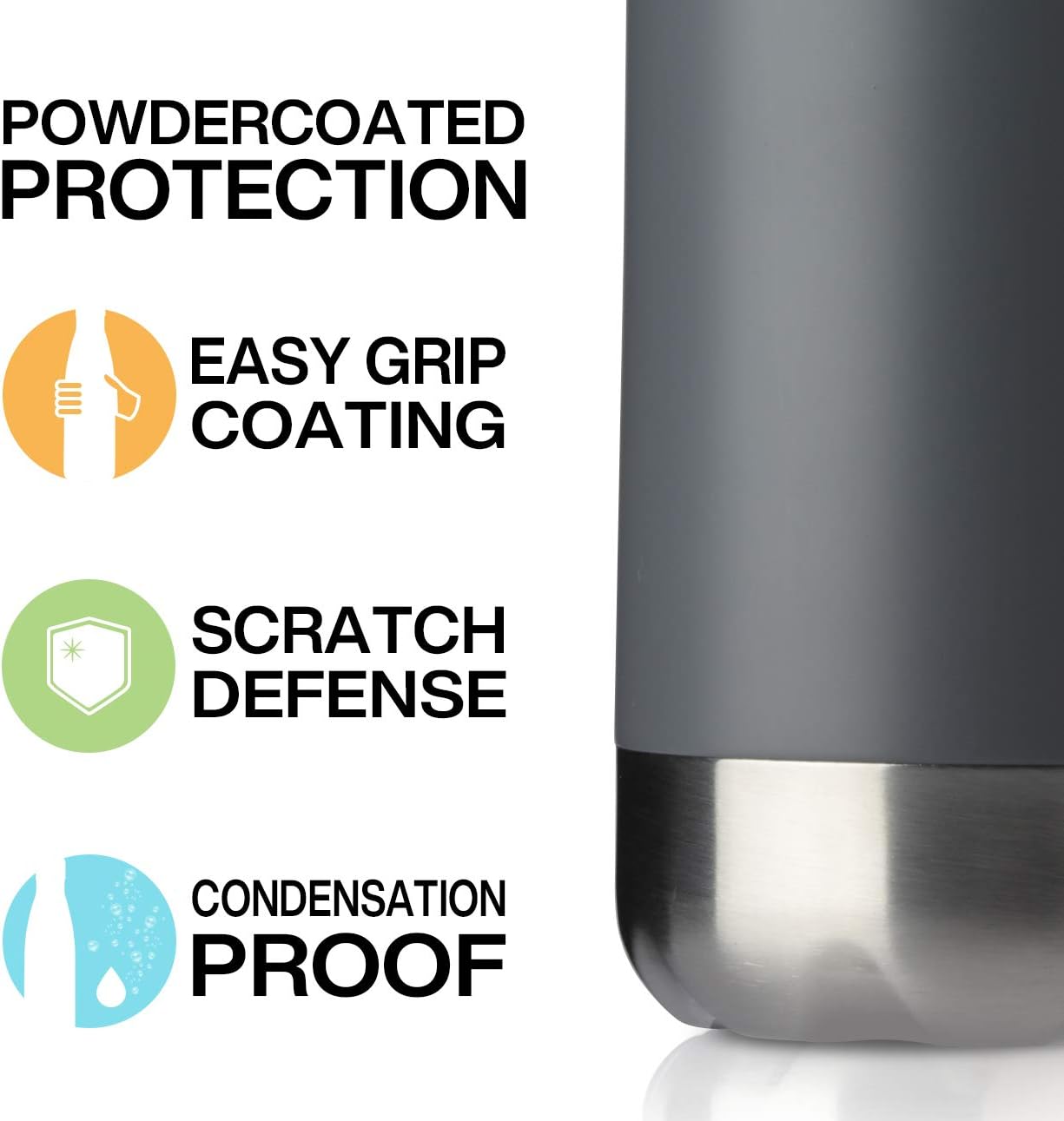 MEWAY 17oz Sport Water Bottle 4 Pack Vacuum Insulated Stainless Steel Leak-Proof Double Wall Cola Shape Water Bottle,Keep Drinks Hot & Cold(Cold Gray,4 Pack)