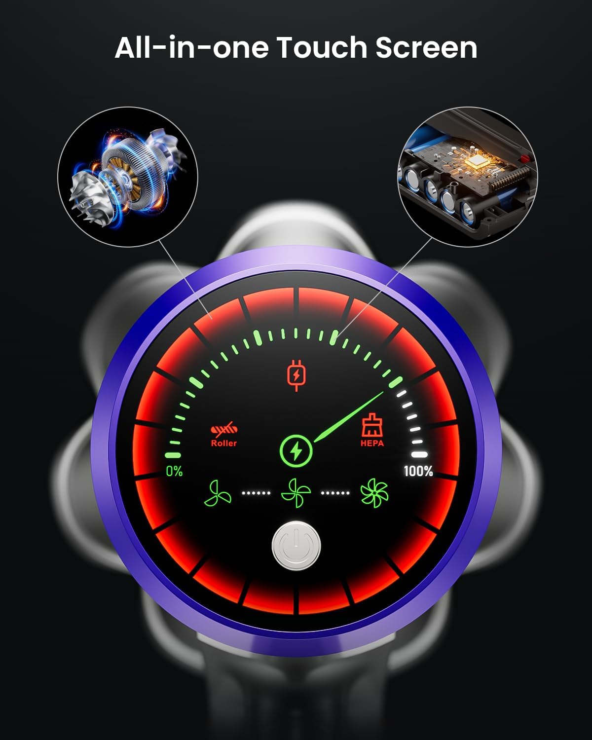 Cordless Vacuum Cleaner, 48KPa 580W 65Mins Vacuum Cleaner for Home, Anti-Tangle Self-standing Stick Vacuum with Scented Tablet, Upgraded Dust Cup Scraping, Vacuum Cordless for Pet Hair/Carpet/Floors