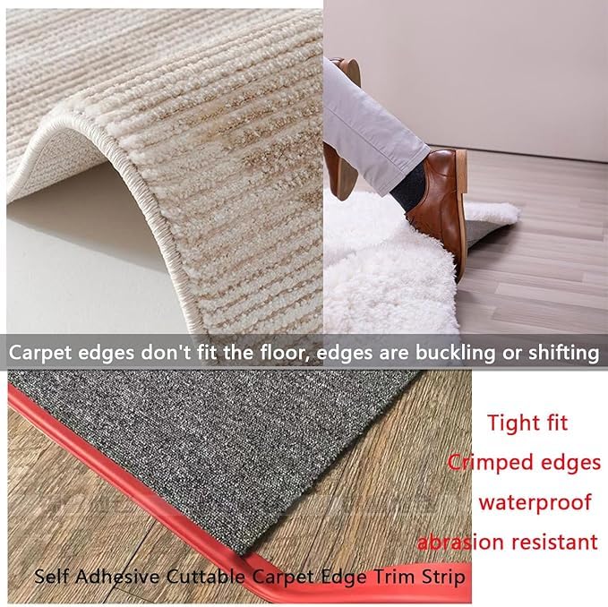 Self Adhesive Carpet Transition Strip with Edge Trim, Designed for Seamless Transitions from Carpet to Tile or Vinyl Floors, Perfect for Doorways.(Gray,7ft)
