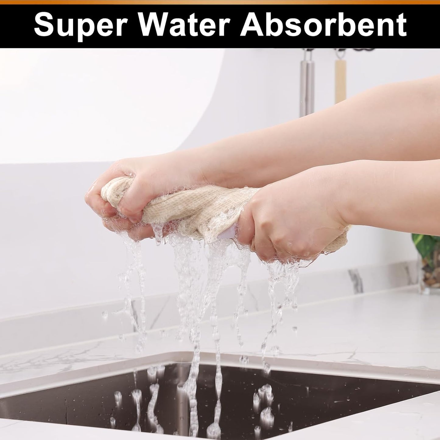 Homaxy 100% Cotton Waffle Weave Kitchen Towels - 6 Pack Soft and Absorbent Dish Towels - 16 x 26 Inches Quick Dry Hand Towels - Beige