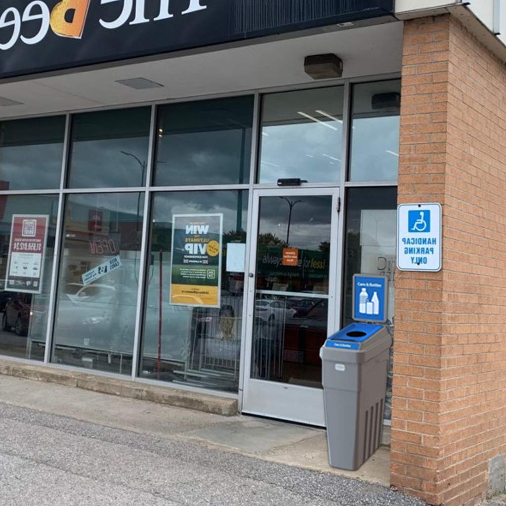 LeanStream Bin - 23 Gallons | 1 Stream | Cans & Bottles Attached Backboard | Grey Color