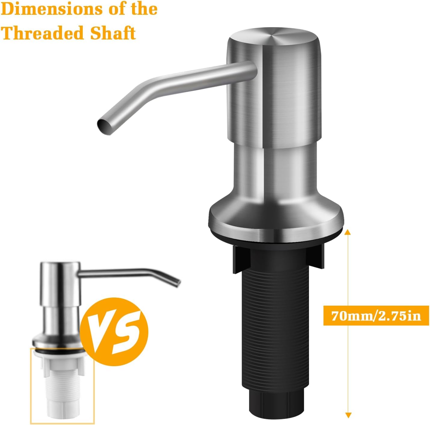 Soap Dispenser for Kitchen Sink, Built in Sink Soap Dispenser Lotion Dispenser with 17 OZ Bottle, Refill from The Top Bar Sink Soap Dispenser, Brushed Nickel (1 Pack)