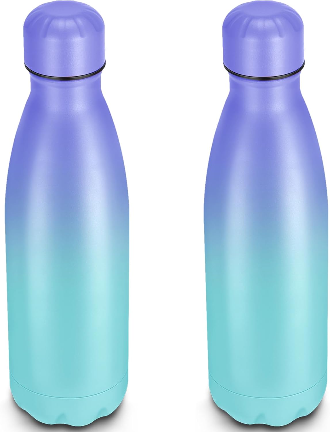 25oz Cola-Bottle Shaped Stainless Steel Leak-proof Water Bottle,Double Wall Vacuum Insulated Metal,Travel Mug For Sports Indoors & Outdoors,BPA-Free Kids Flasks,Purple Blue(2 Pack)