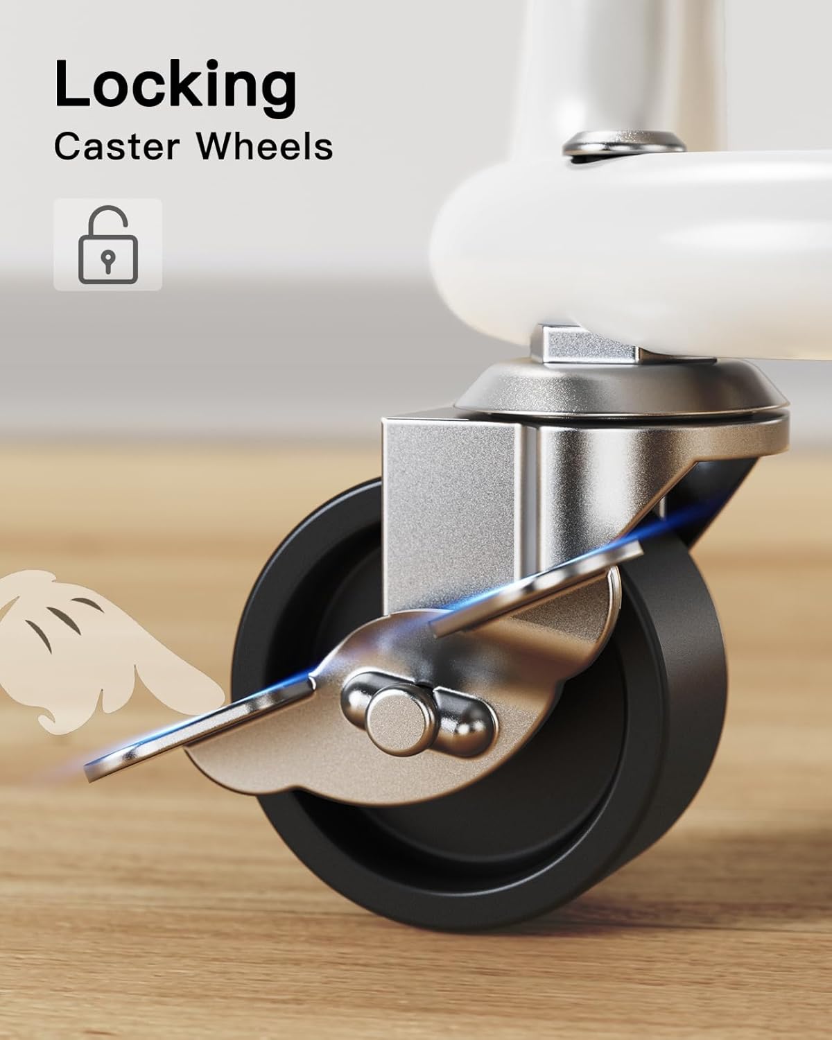 Pipishell 4 Tier Metal Rolling Utility Cart, Heavy-Duty Storage Rolling Cart with 2 Lockable Wheels, Multifunctional Mesh Organization Utility Cart for Kitchen Dining Room Living Room, PIUC13W