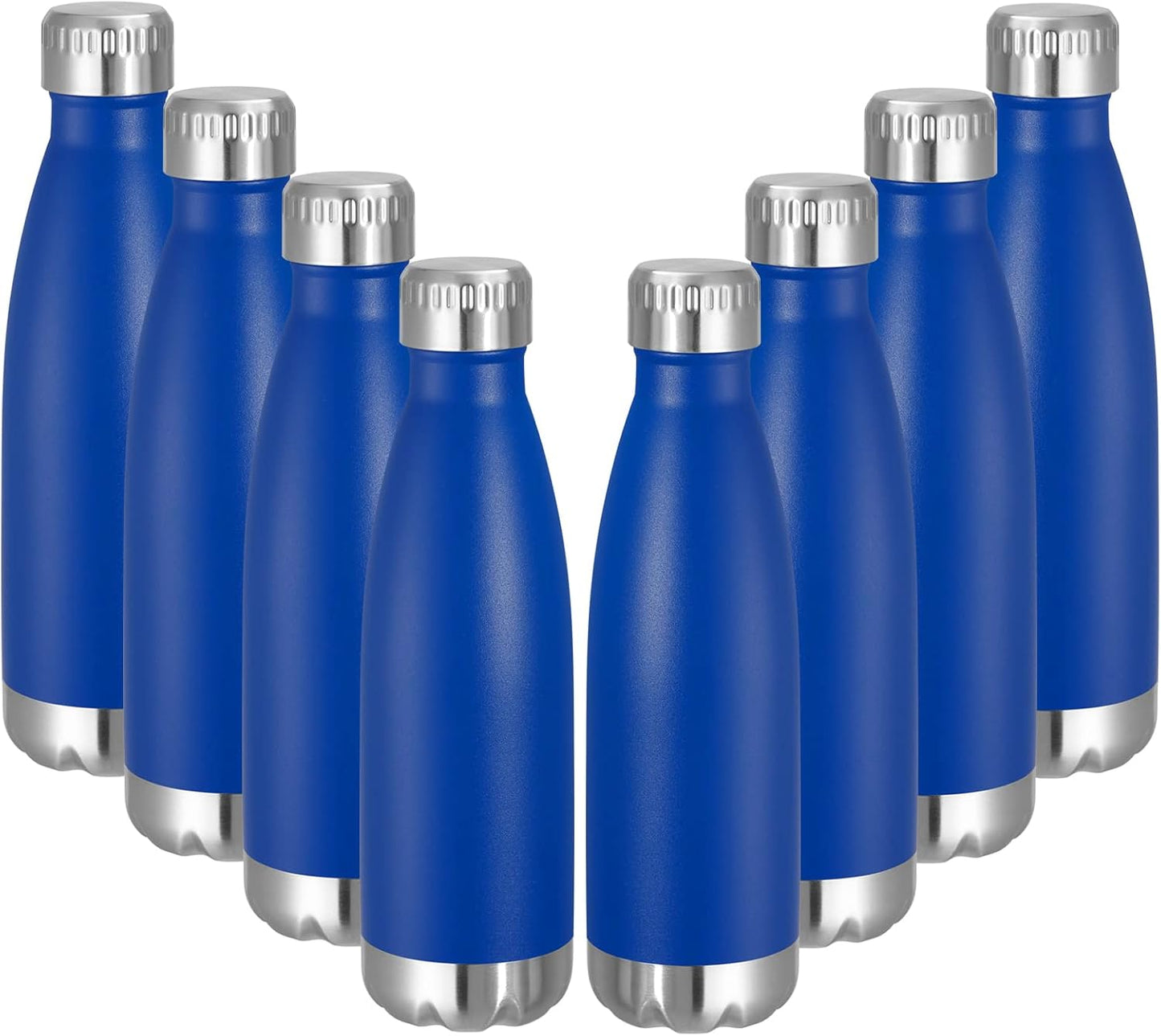 VEGOND 17oz Stainless Steel Water Bottles Bulk, Reusable Metal Sports Water Bottle Keeps Drink Hot and Cold, BPA Free Double Wall Vacuum Cola Shape Insulated Water Bottles for Camping Gym, 8 Pack