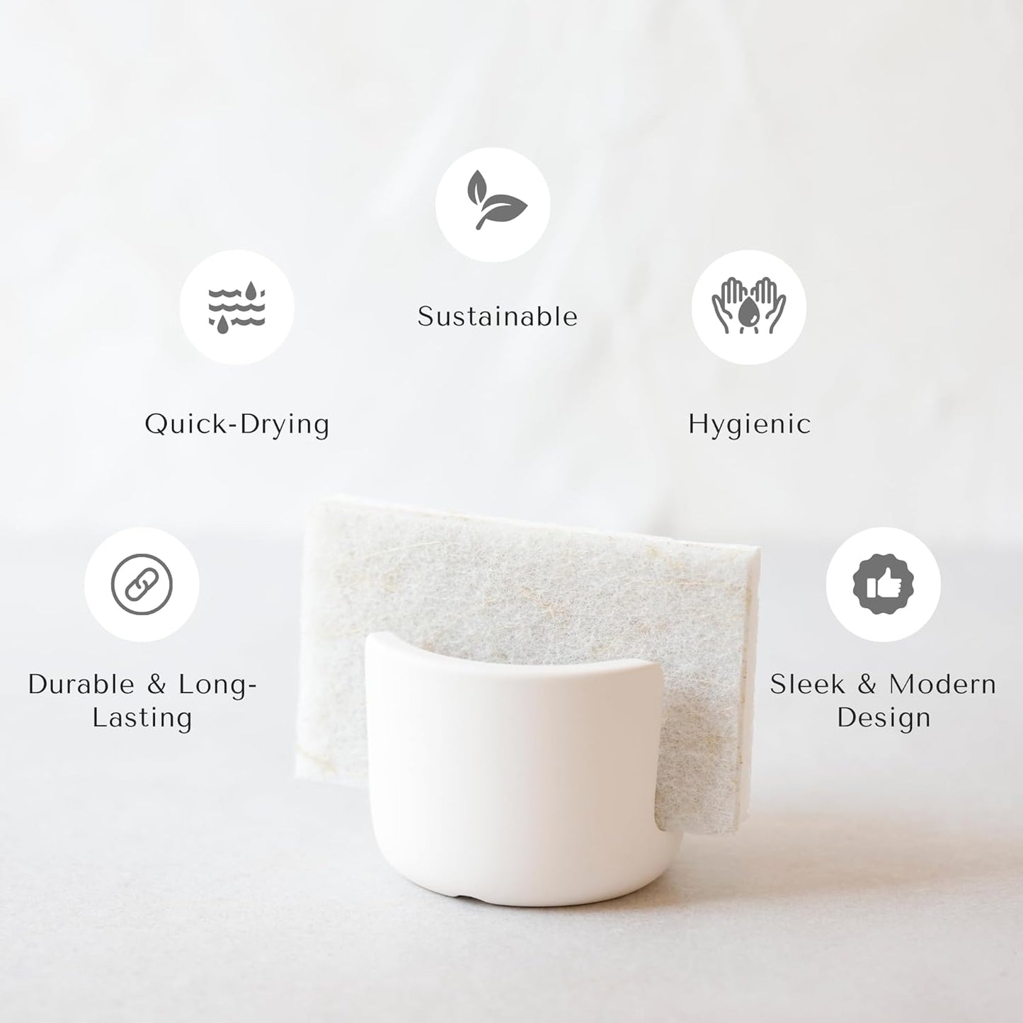 Selegna Diatomite Stone Kitchen Sink Organizer and Drying Caddy - Fast Absorbing, Quick Dry - Light Grey, Large