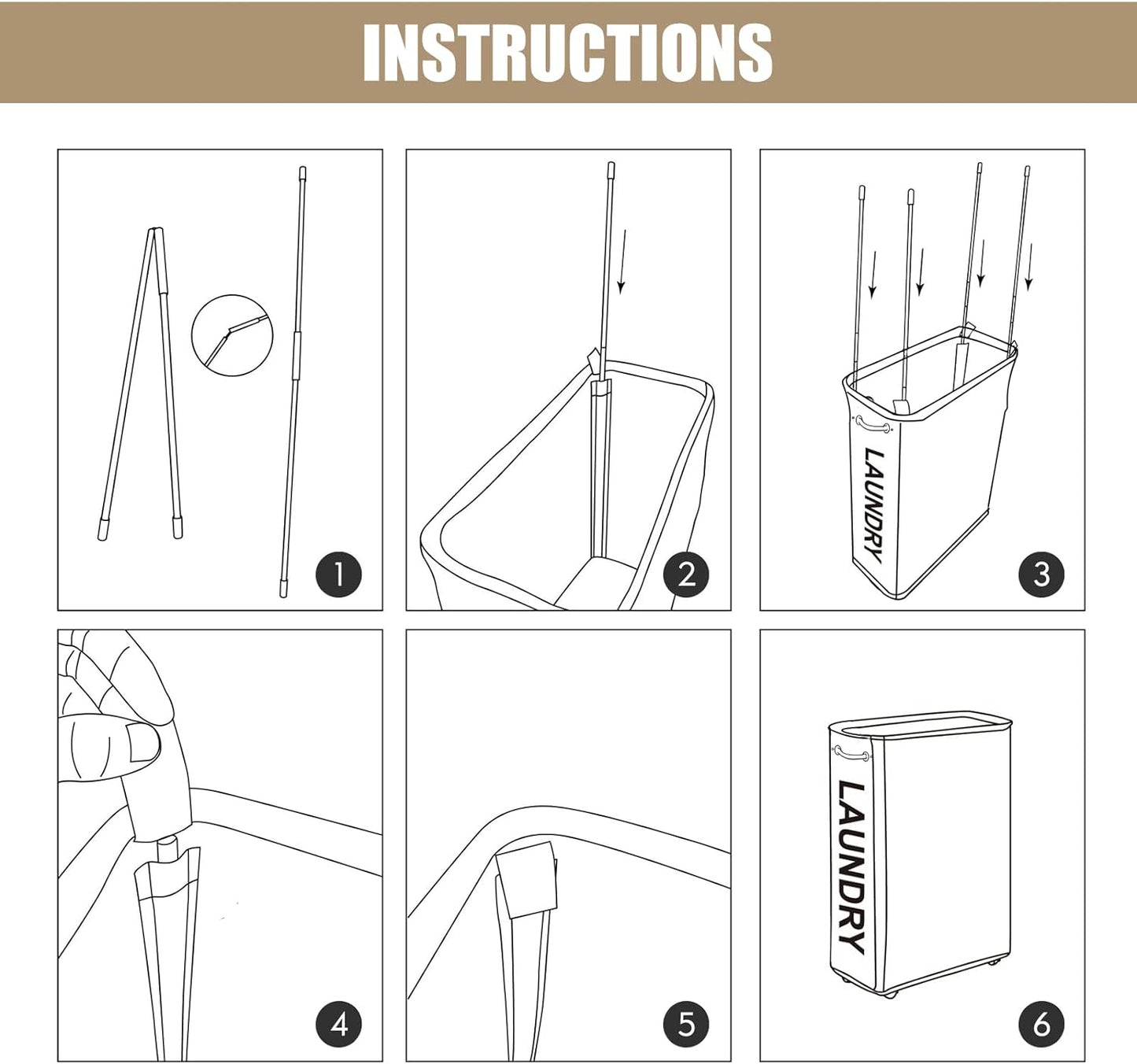 DOKEHOM 25-Inches Slim Laundry Basket on Wheels, Collapsible Rolling Laundry Hamper, Foldable Narrow Corner Clothes Storage Bins (Dark Grey)