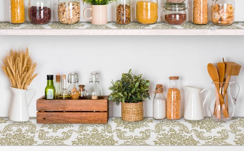 Cabinet Liners 5Rolls 18 x 96 Inch Wide Non Adhesive Kitchen Drawer Liner, Waterproof Shelf Liner Durable Anti-Slip for Kitchen Cabinets Shelf Liner Oil-Proof