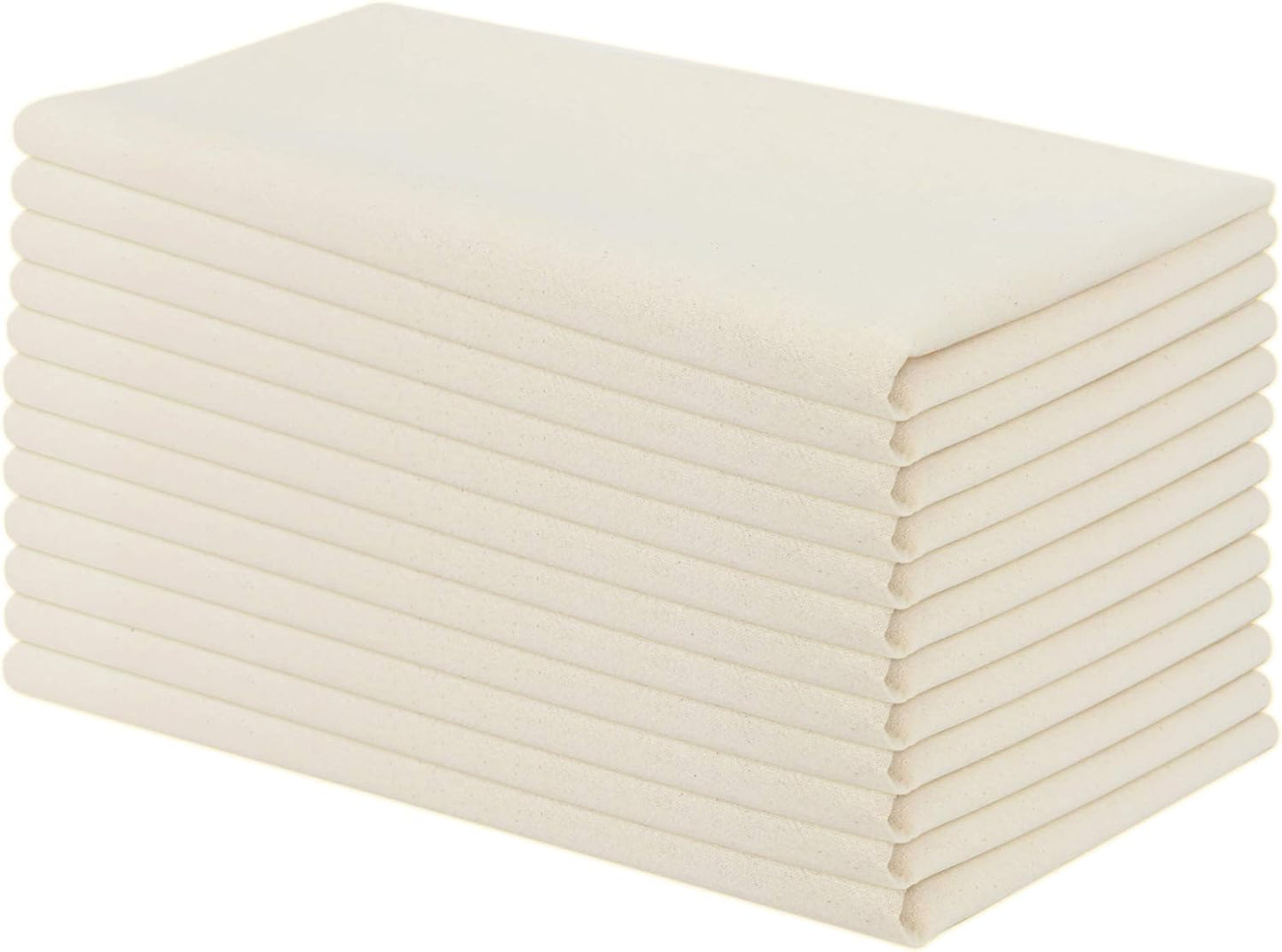 Aunti Em's Kitchen Flour Sack Dish Towels - Natural Cotton for Embroidery and Drying Glass, Hand, Dinnerware - Plain, Thick, Zero-Lint, Highly Absorbent - Set of 13, 27 x 27 Inch, Unbleached Tan