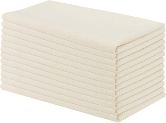 Aunti Em's Kitchen Flour Sack Dish Towels - Natural Cotton for Embroidery and Drying Glass, Hand, Dinnerware - Plain, Thick, Zero-Lint, Highly Absorbent - Set of 13, 27 x 27 Inch, Unbleached Tan