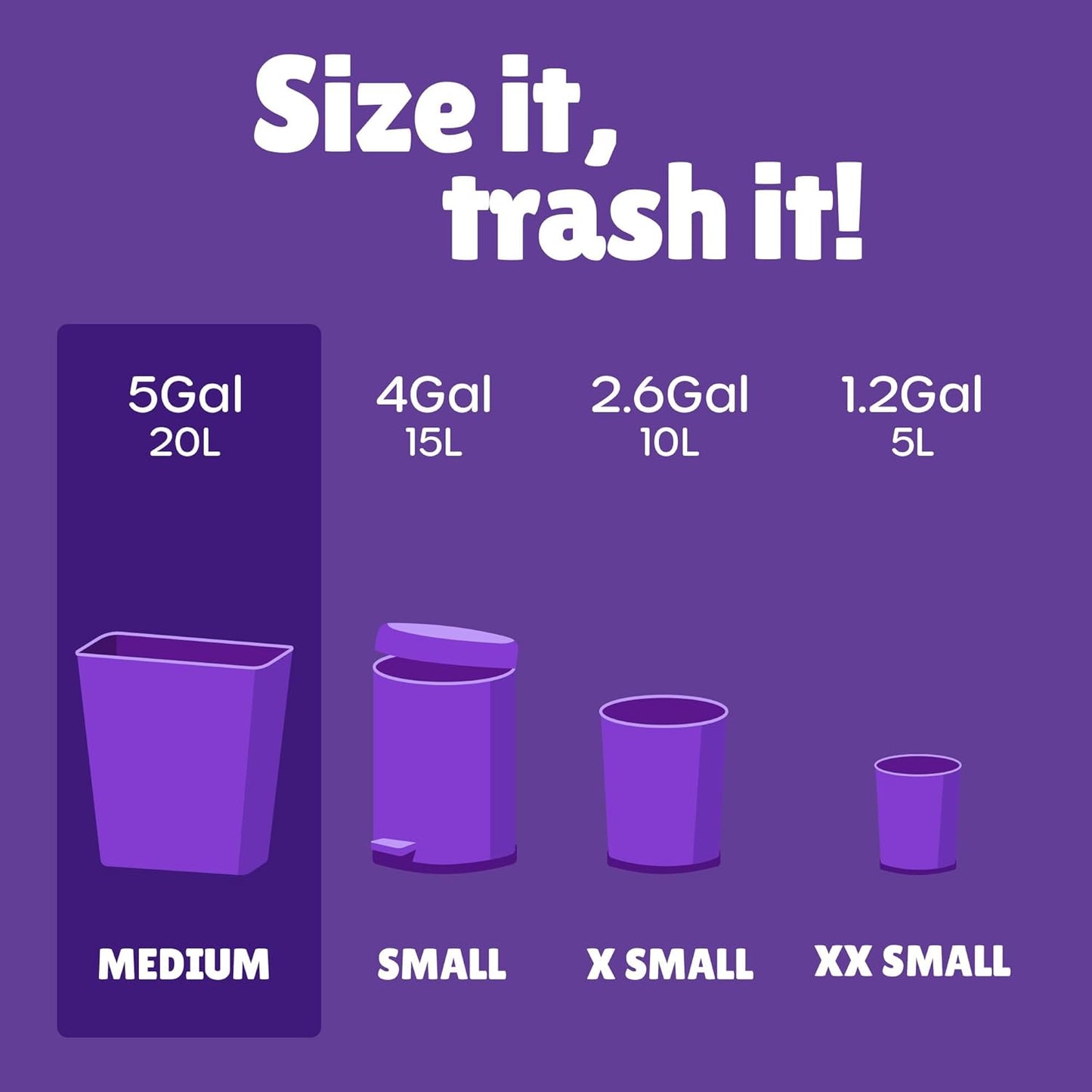 FORID Small Garbage Bags - 5 Gallon, Trash Can Liner for Home, Office, Bathroom, Bedroom, Waste Bin (5 Colors 150 Bags) - Durable & Thick Trash Bag Multi Colored