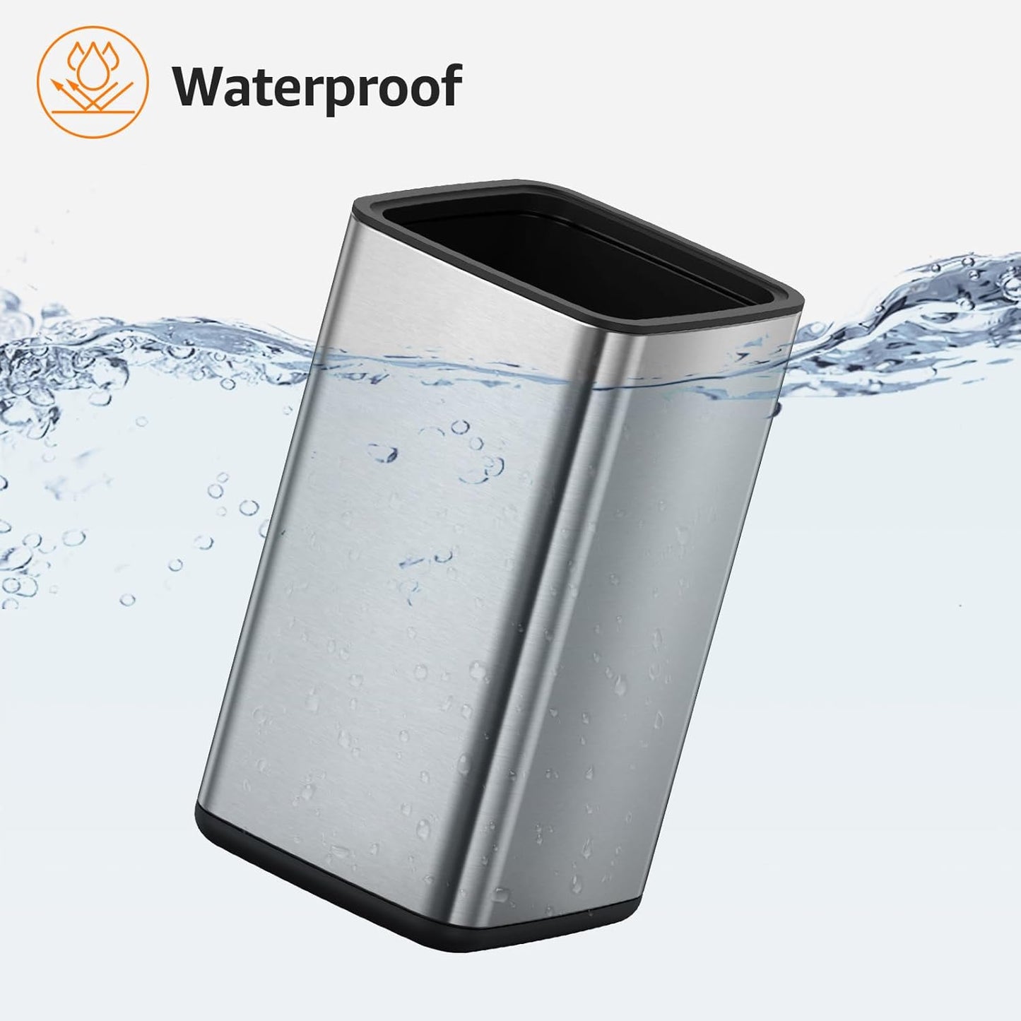 Mbillion 4 Gal/15L Open top Trash Can with Removable Inner Bucket Small Waste Basket, Metal Trash Can for Bathroom Office,Stainless Steel