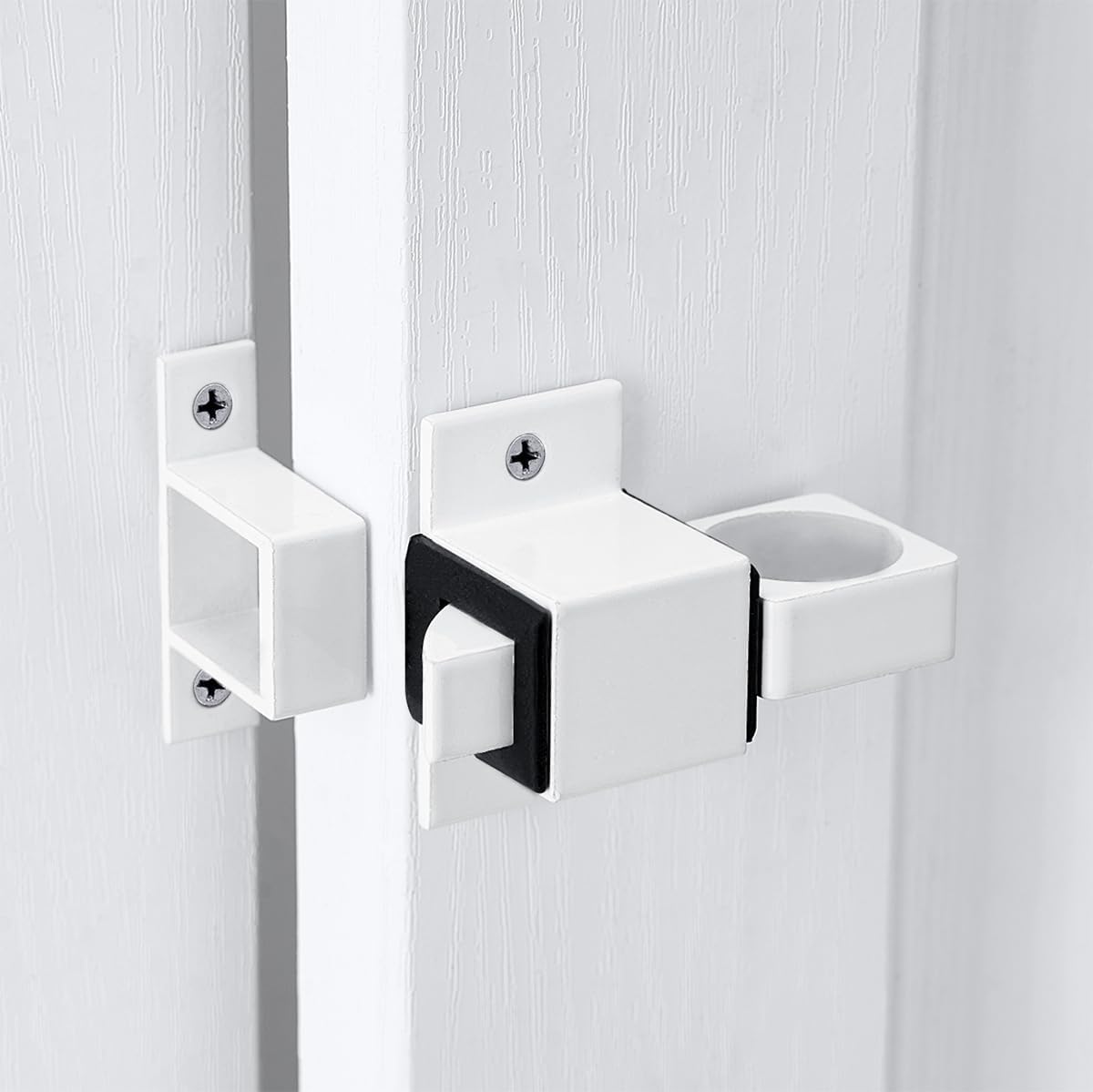 2 Packs Spring Door Lock, White Self-Closing Gate Latch with Aluminum Alloy, Security Latch for Windows, Cabinets & Gates