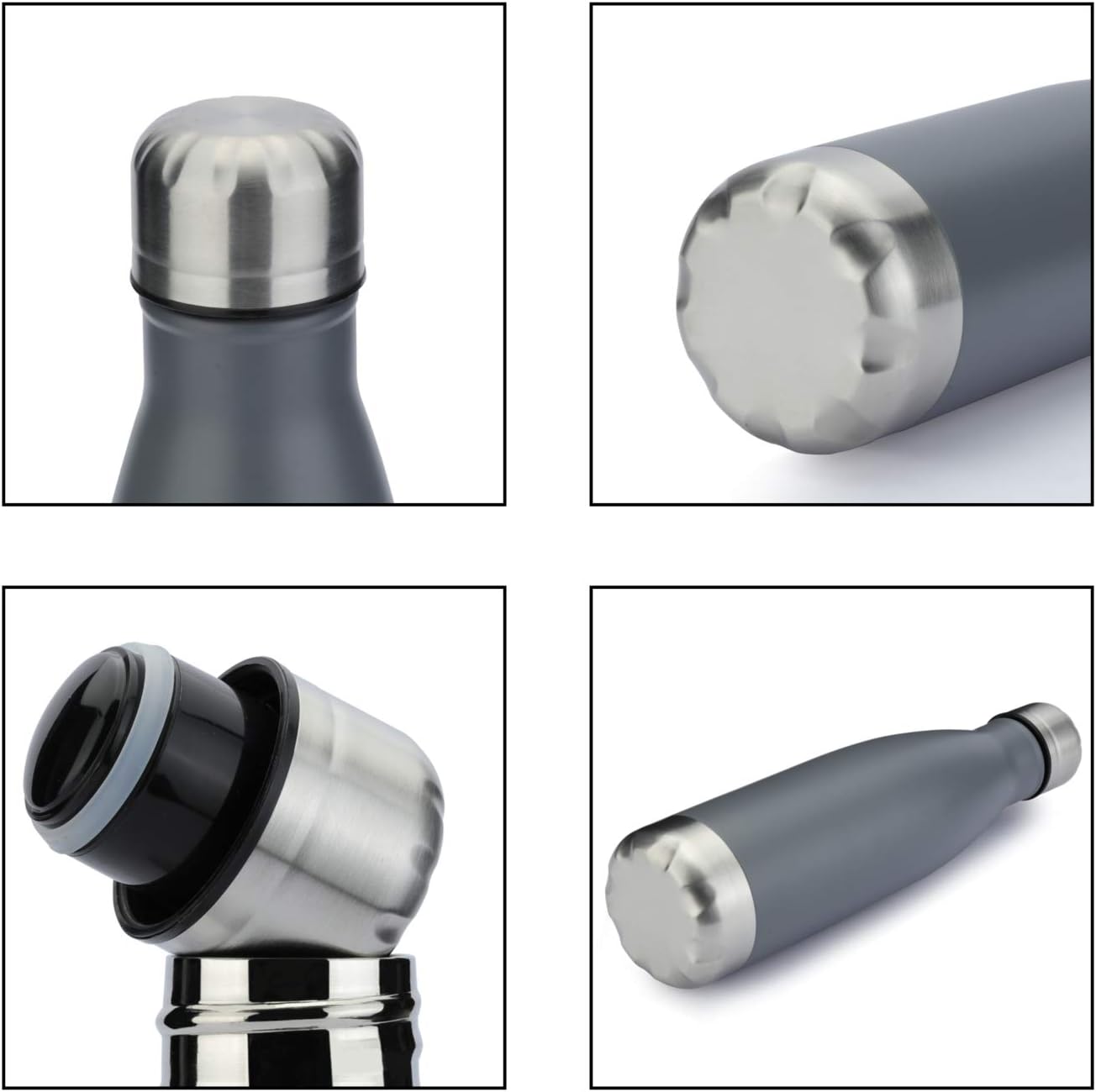 MEWAY 17oz Sport Water Bottle Vacuum Insulated Stainless Steel Leak-Proof Double Wall Cola Shape Water Bottle,Keep Drinks Hot & Cold(Cold Gray,1 Pack)