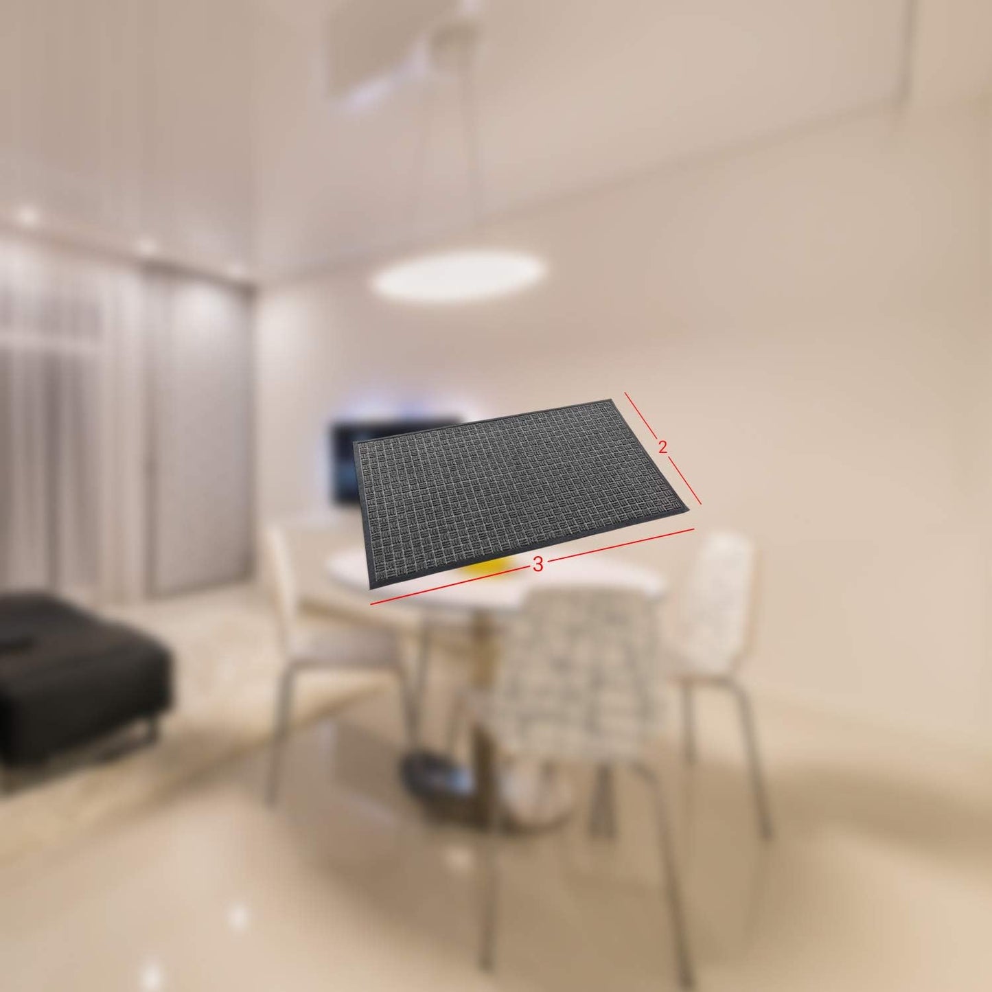 Kempf Water Retainer Entrance Mat, Indoor Outdoor Rubber Rug, Moisture Trapping, Absorbent Mat, 2 by 3-Feet, Black