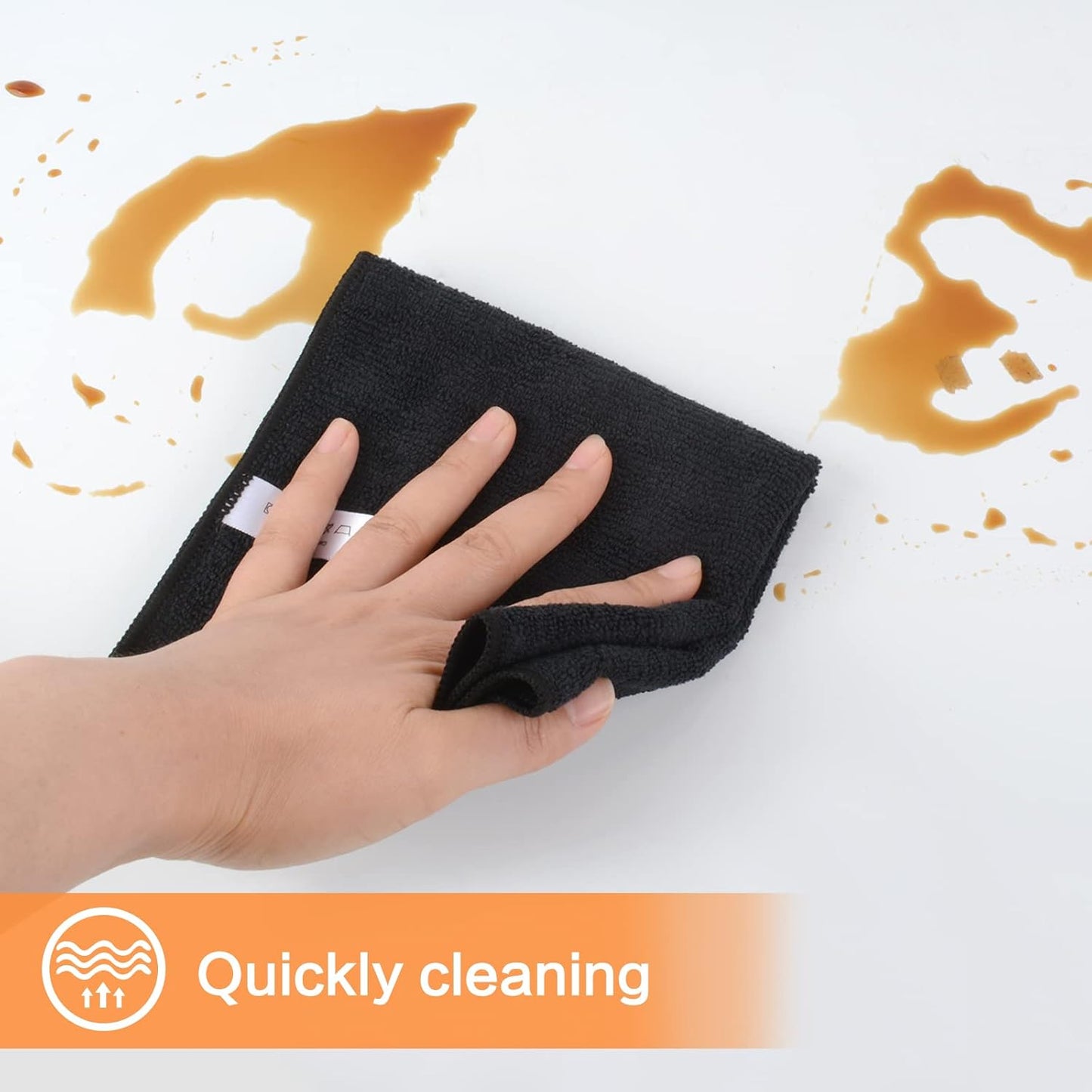 KinHwa Microfiber Dish Cloths for Washing Dishes Ultra Absorbent Dish Rags Fast Drying Kitchen Wash Clothes 12inch x 12inch 10 Pack Black