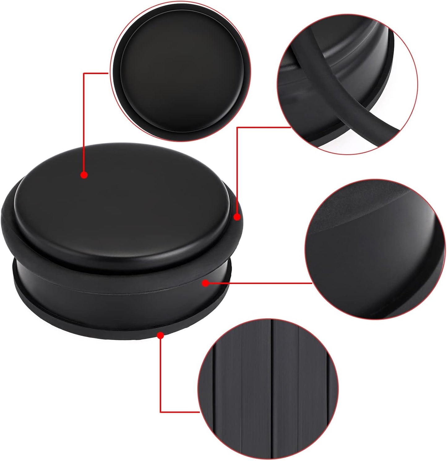 Sumnacon 2Pcs Heavy Duty Door Stoppers No Drill, Sturdy Stainless Steel Floor Door Stops with Anti-Skid Rubber - Decorative Metal Doorstops for Home Office Commercial Industrial, Black