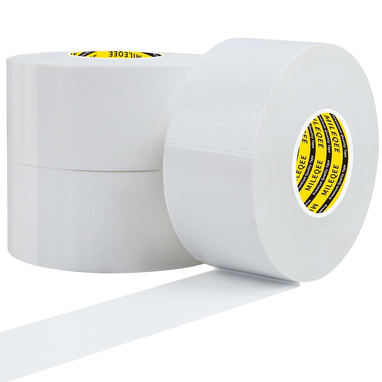 3Pack Duct Tape Heavy Duty Single Sided, Strong Adhesive High Strength, Waterproof Mesh Tape for Indoor Outdoor Repairing Sealing Bonding, Easy Use Hand Tearable, 1.57 Inch x 66 Feet, White