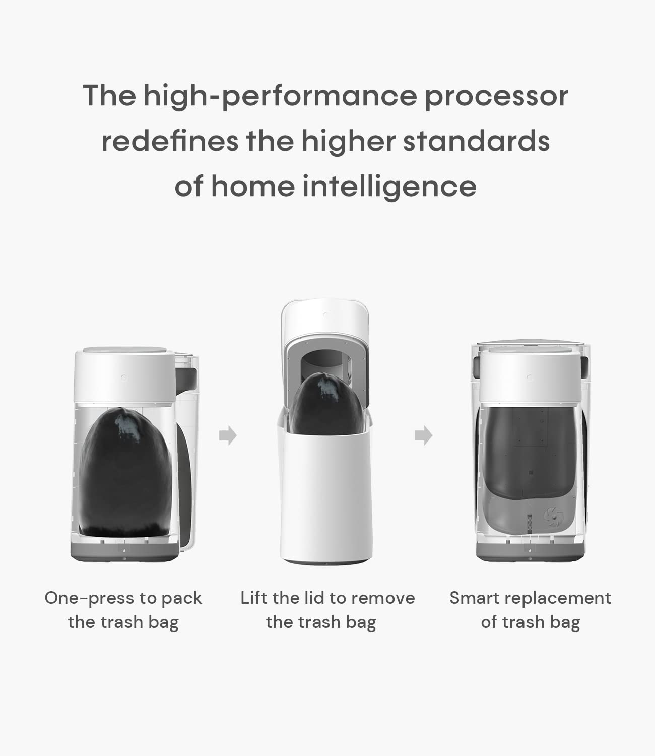 TOWNEW T3 Slim Automatic Infrared Motion Sensor Trash Can with Lid, Self Sealing & Changing, 3.4-Gal Waterproof, White, Touchless Trash Cans with Lids