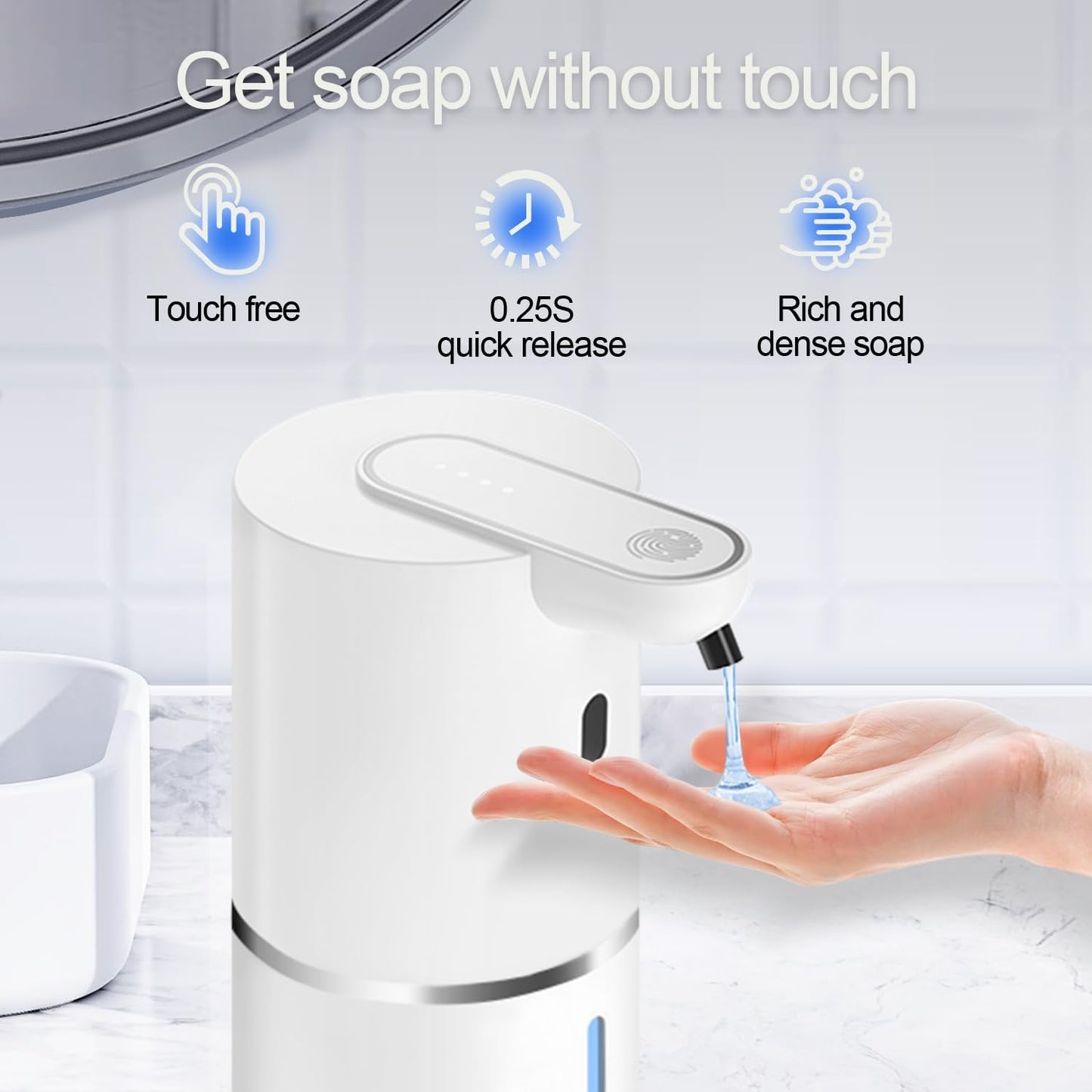 Automatic Liquid Soap Dispenser Bathroom Kitchen, Dish Liquid Soap for Body Shampoo Shower,Gel Hand Free Liquid Wall Mount Touchless Soap Dispenser with 380ml Auto Liquid Dispenser Sylfu