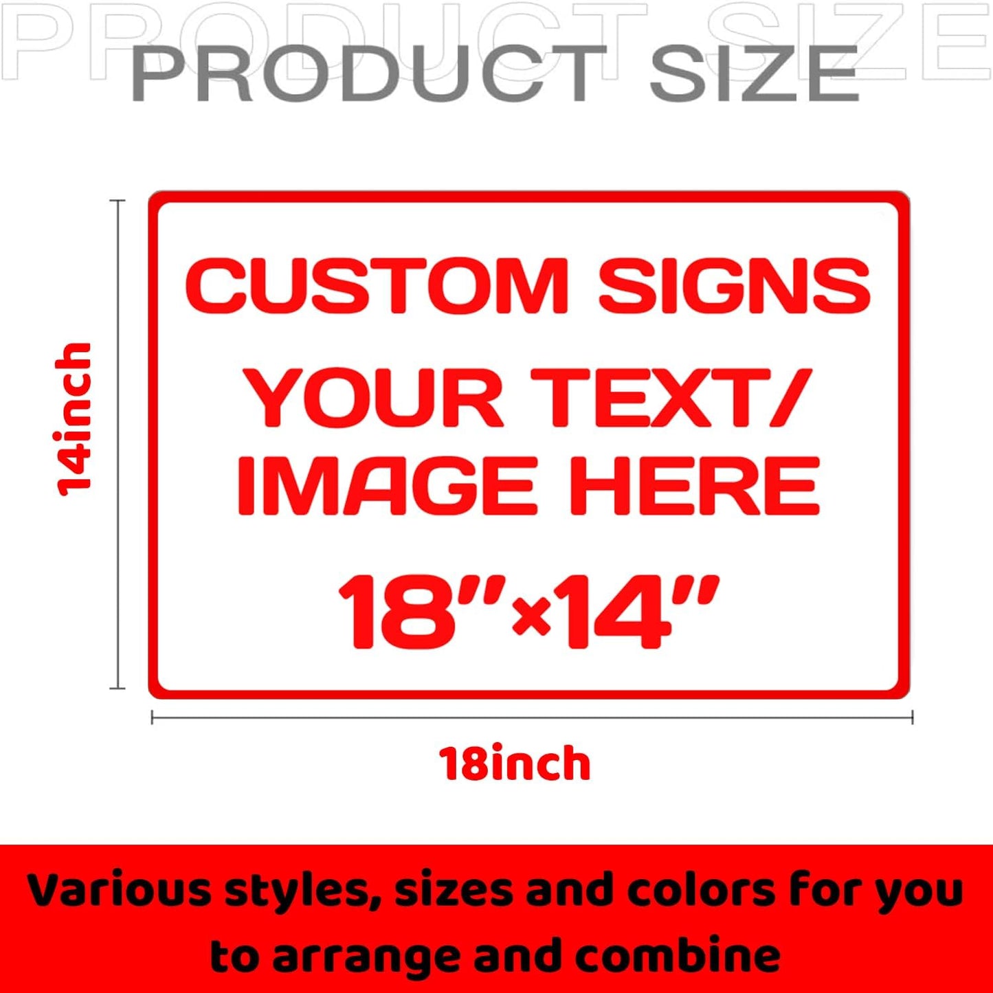 Custom Aluminum Weatherproof Metal Signs - Multiple Sizes, Personalized Text & Picture, Horizontal Traffic Regulation & Hazard Signs