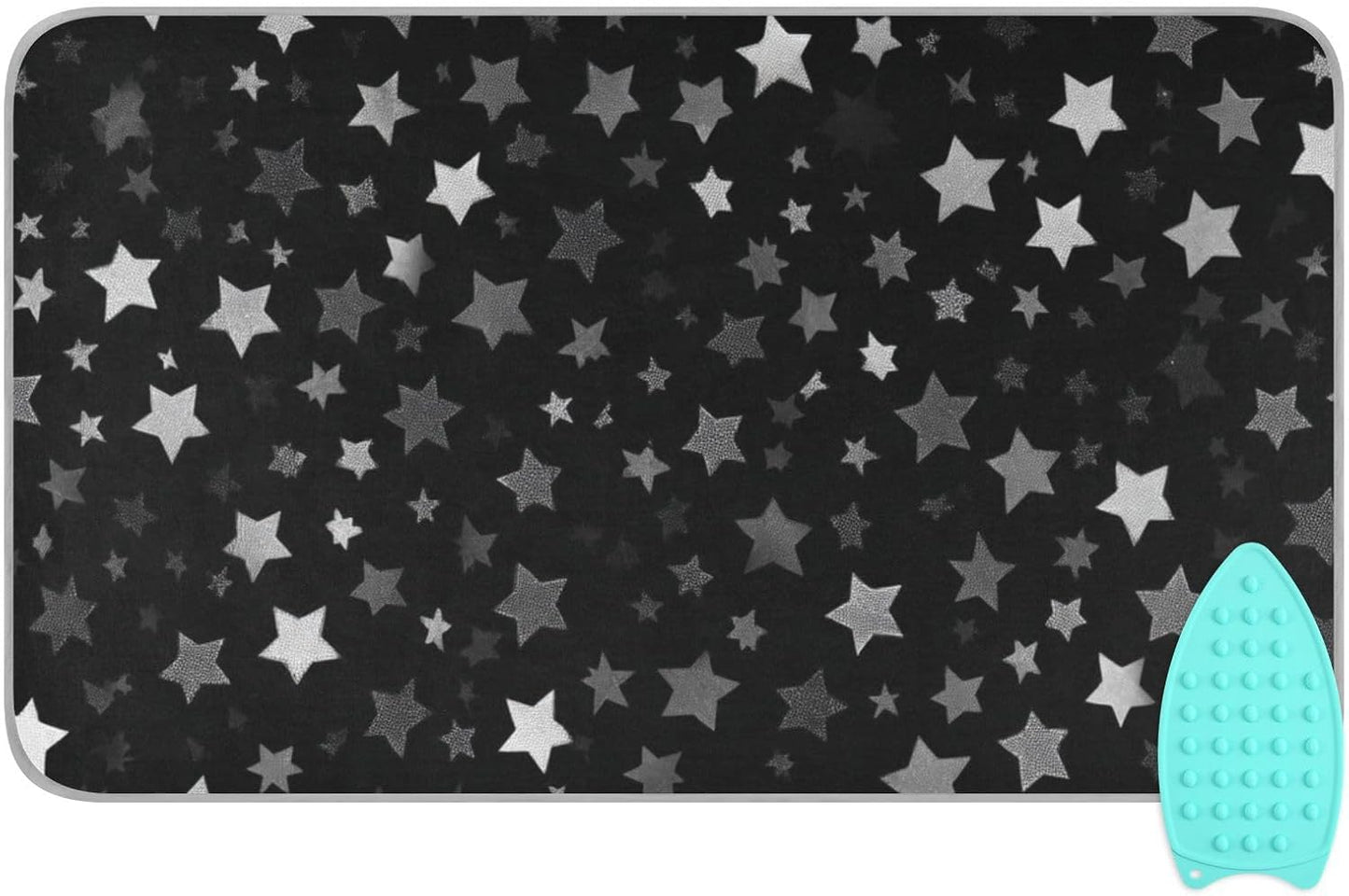 Ironing Mat Portable Ironing Pad Ironing Blanket for Table Top Heat Resistance Double-Side Using Travel Large 47.2 x 27.6 Inch Foldable Lightweight Cute Silver and Gray Stars