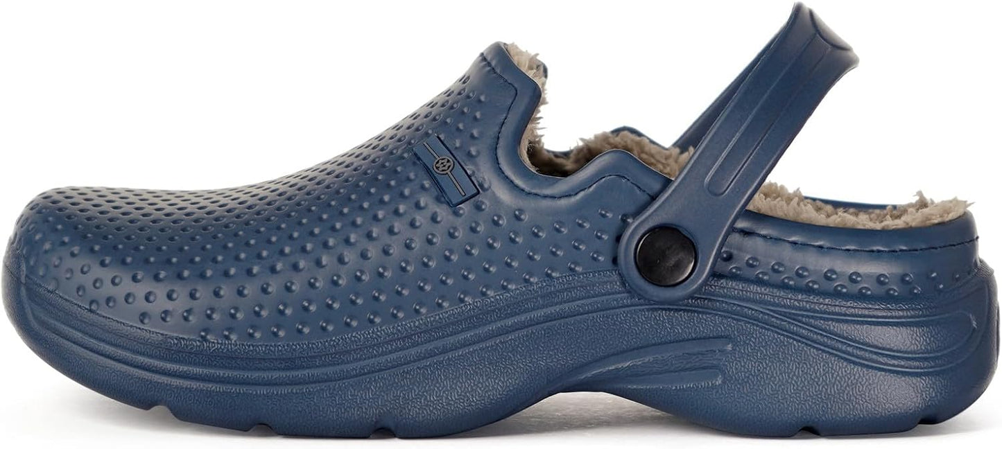 Womens Mens Fur Lined Clogs Waterproof Garden Shoes Winter Warm Fleece Lining Fuzzy House Home Slippers Indoor Outdoor Mules