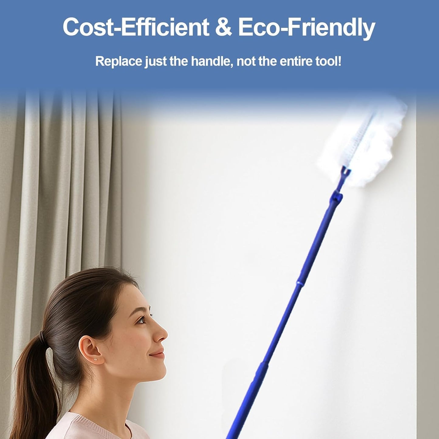 Replacement Handles Compatible with Swiffer Duster Refill, Swiffer Duster Extended Handle,Foldable & Extendable Dust Handle Only(Blue 5pcs)