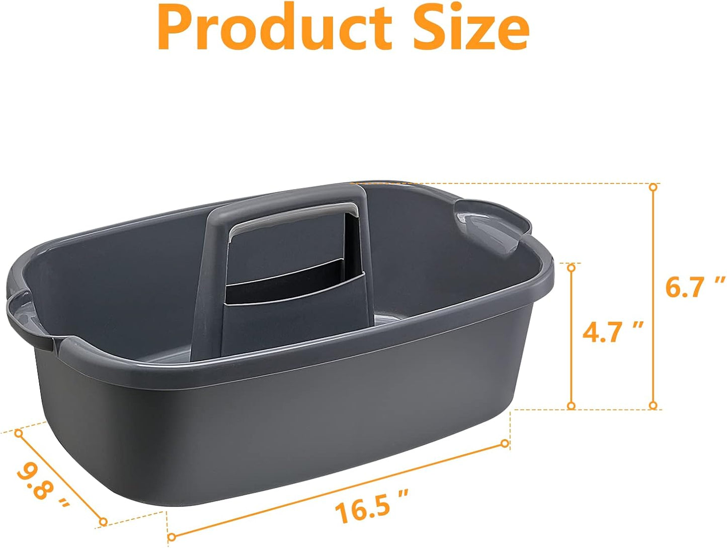 2-Pack Multi-Purpose Plastic Cleaning Caddy with Handle, Shower Caddy Organizer - Storage Basket/Totes Portable for Bathroom Supplies, Cleaning Products, Under Sink Tool. (Gray)