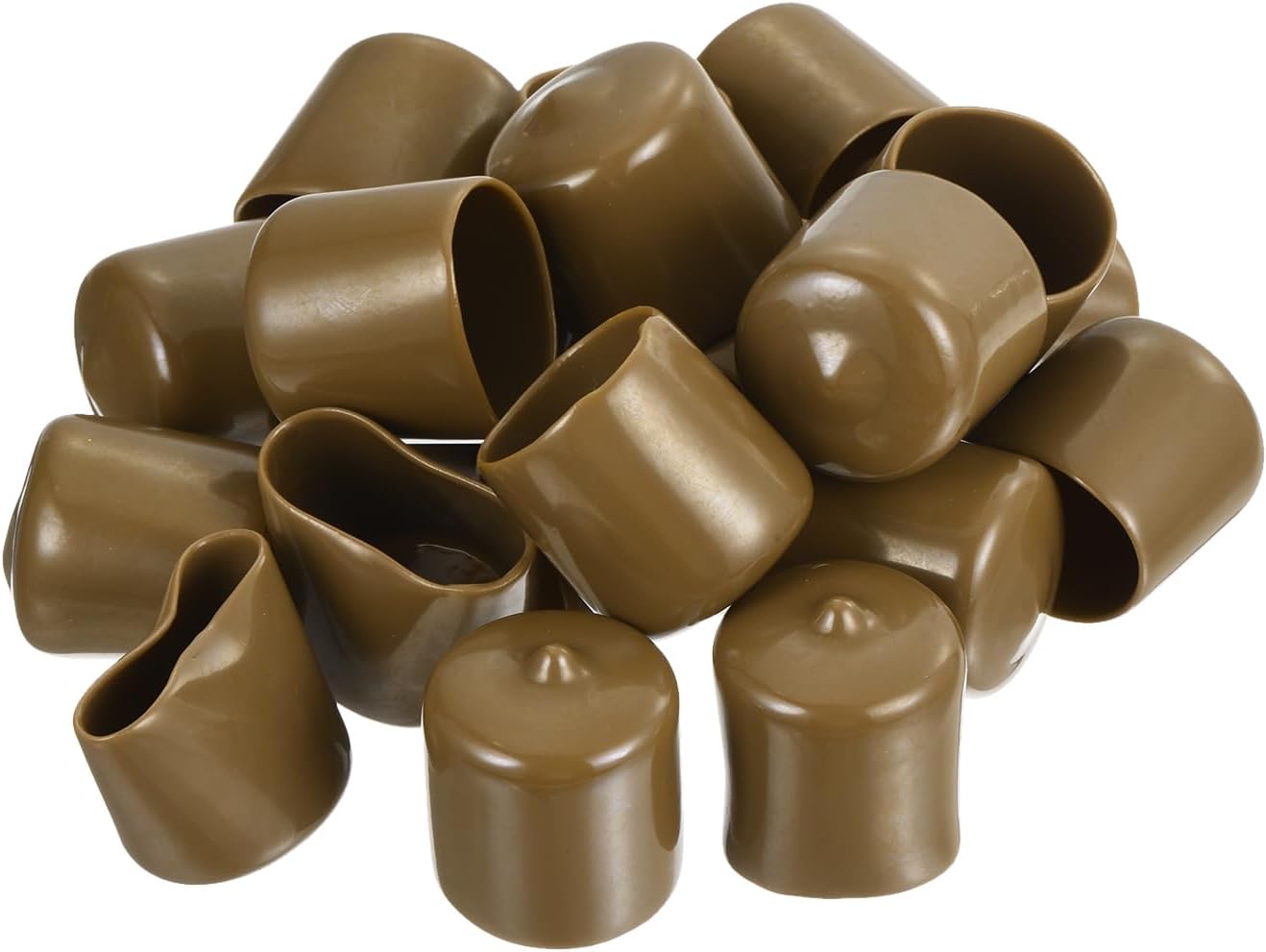 uxcell 20pcs Rubber End Caps 25mm(1 Inch) ID Vinyl PVC Round Tube Bolt Cap Cover Screw Thread Protectors Light Brown